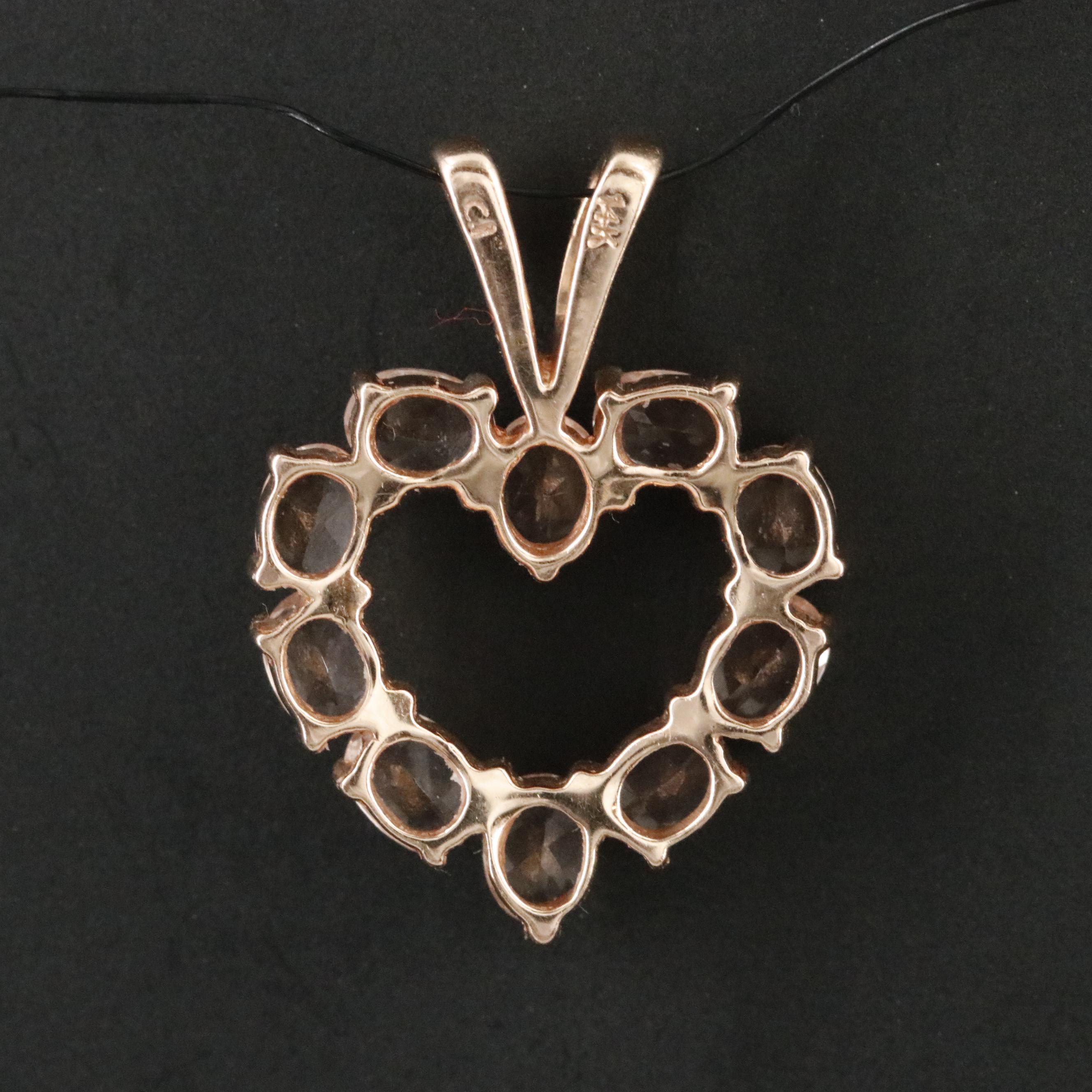 14K Rose Gold Morganite Heart Pendant