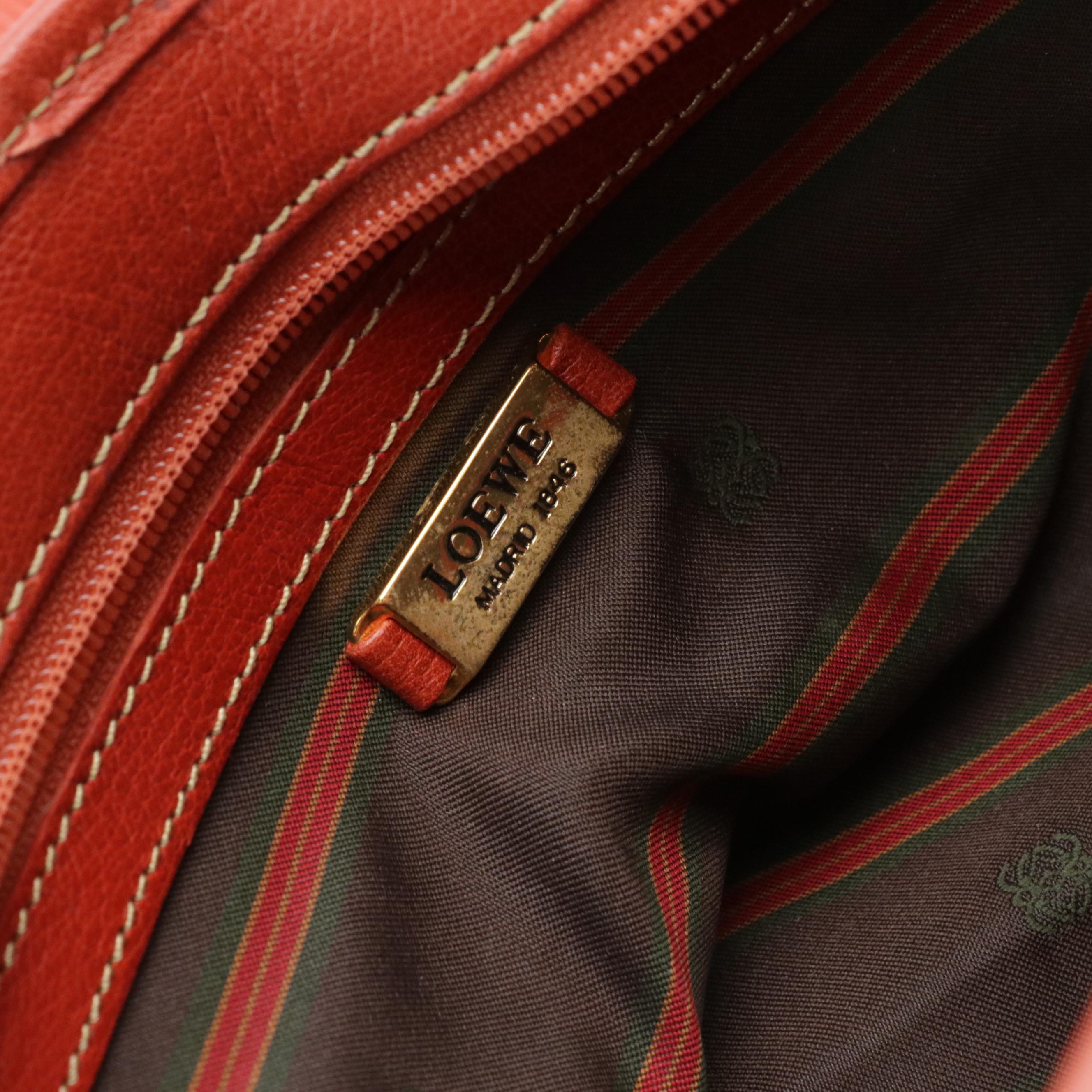 Loewe Orange Leather Velazquez Clutch Bag