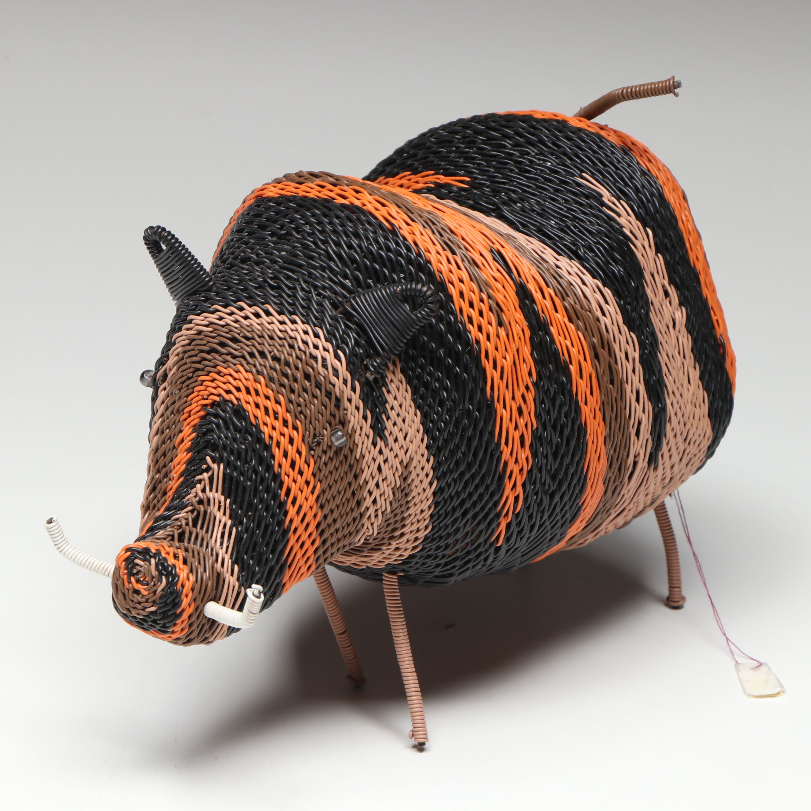 African Zulu Peoples Telephone Wire over Wood Guinea Fowl and Other Animals