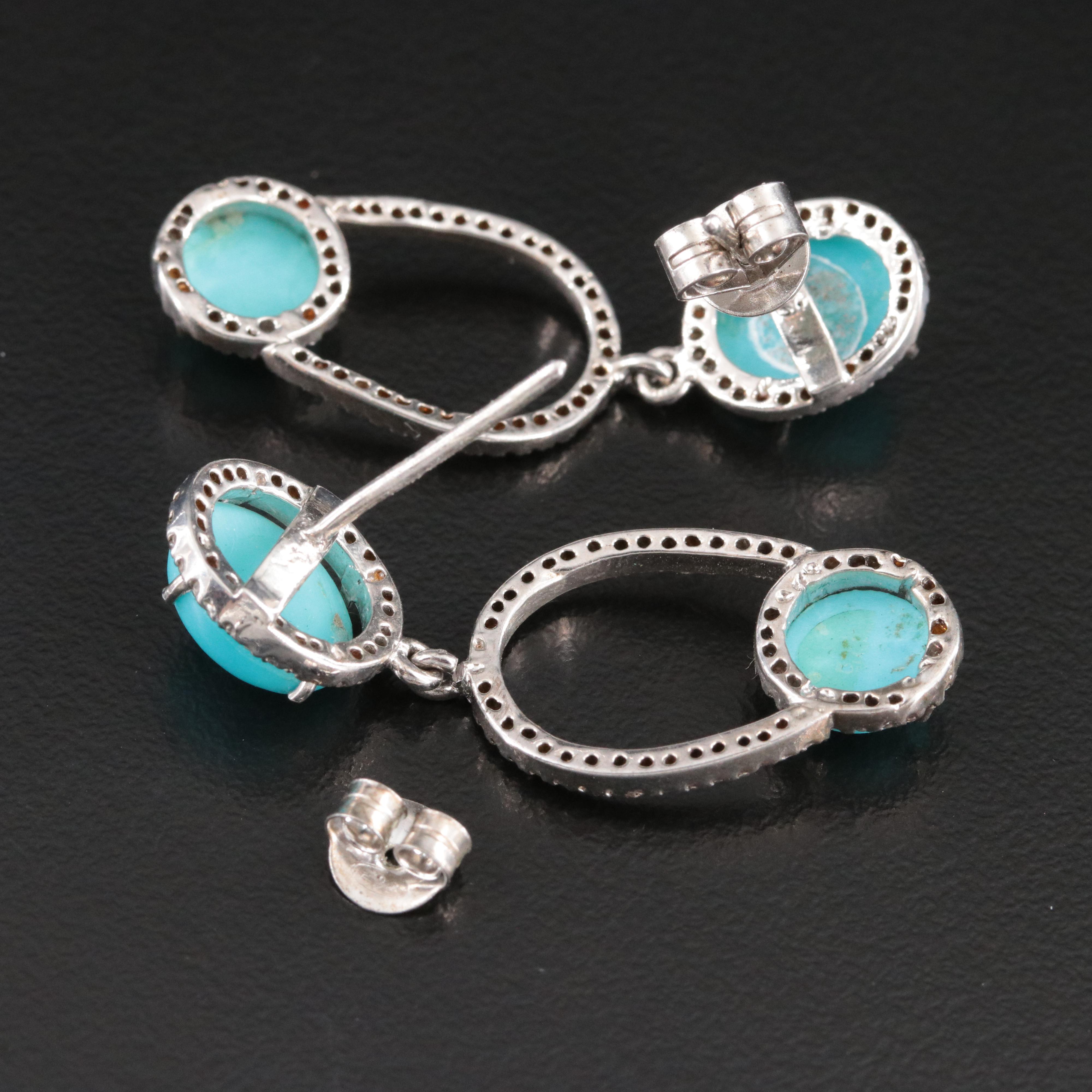 Sterling Turquoise and Diamond Earrings