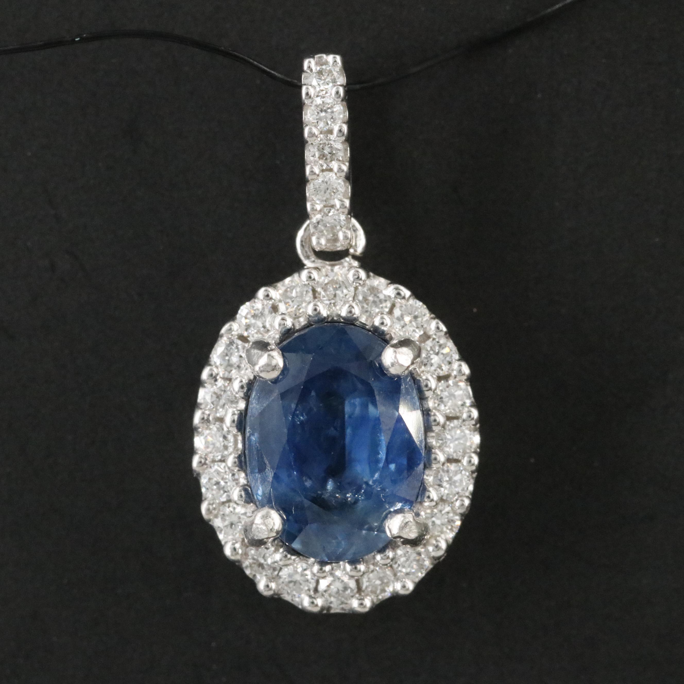 14K 1.25 CT Sapphire and Diamond Pendant