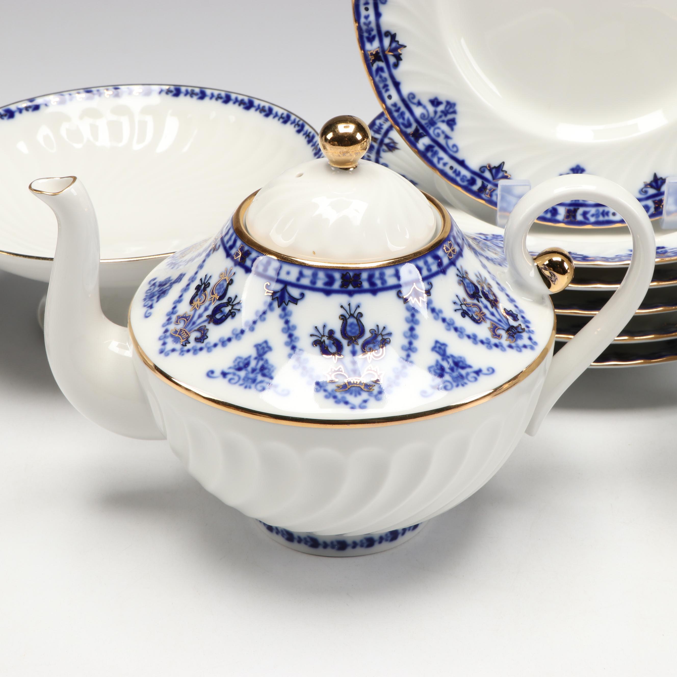 Lomonosov "Cobalt Frieze" Gold Gilt Porcelain Teaware