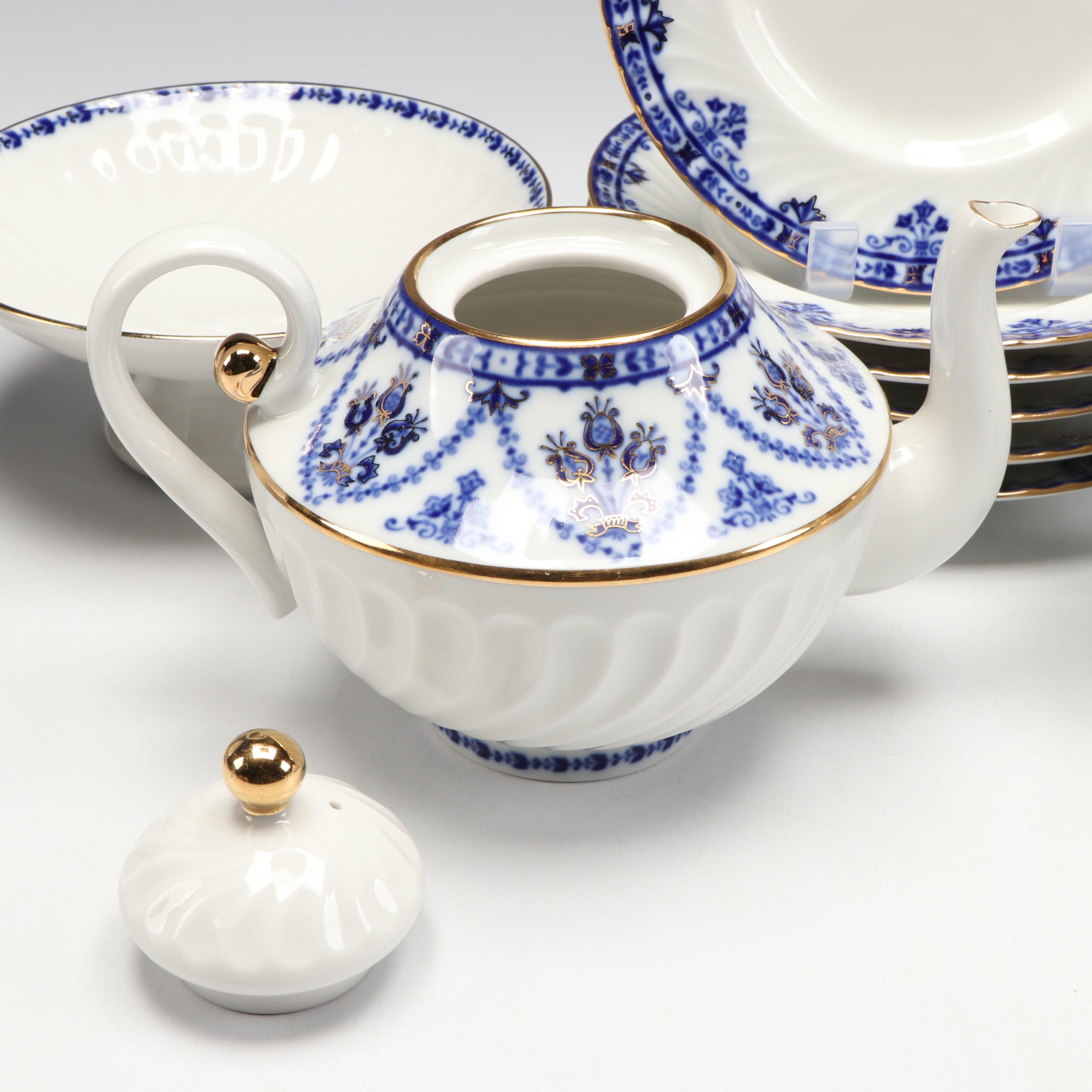 Lomonosov "Cobalt Frieze" Gold Gilt Porcelain Teaware