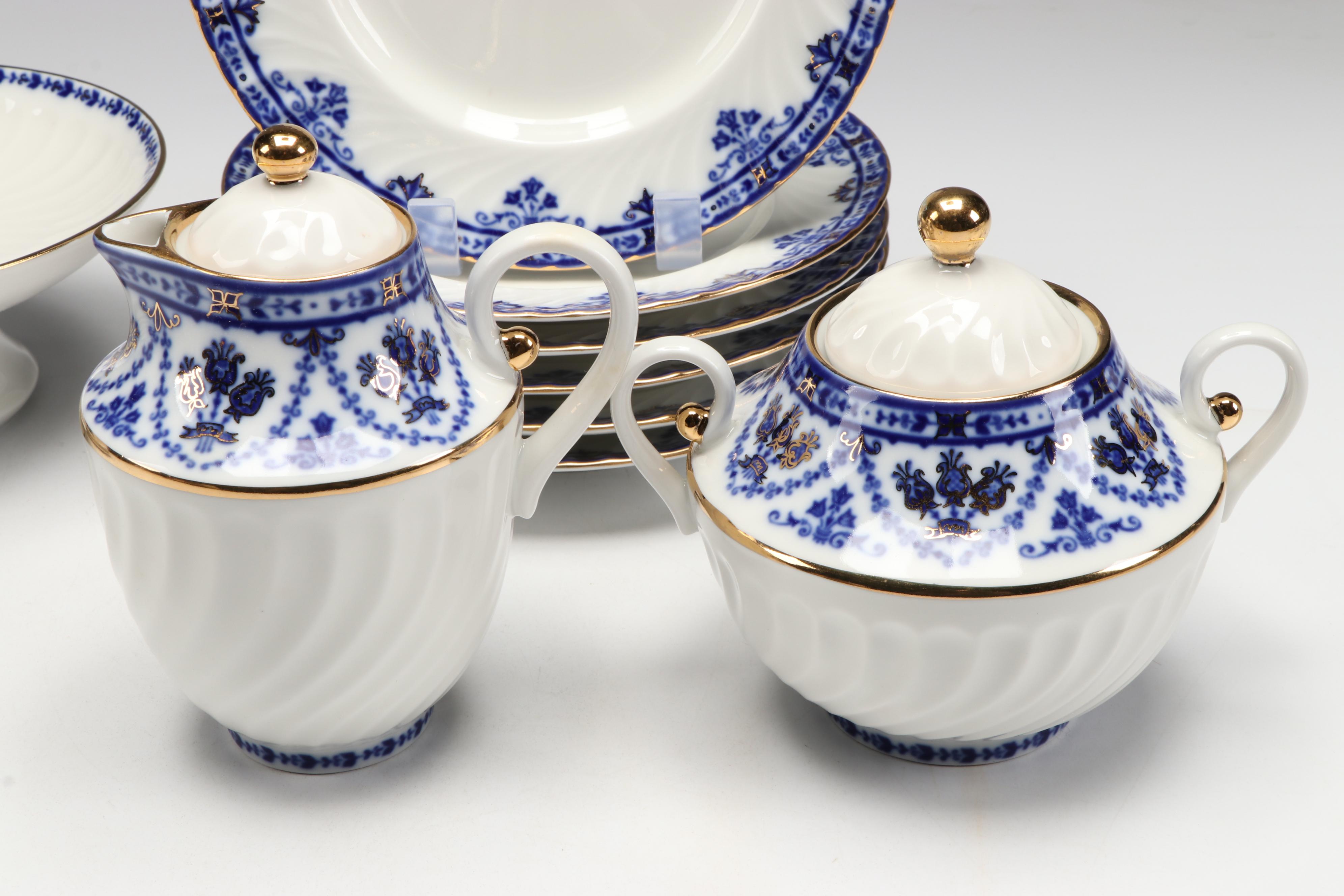 Lomonosov "Cobalt Frieze" Gold Gilt Porcelain Teaware