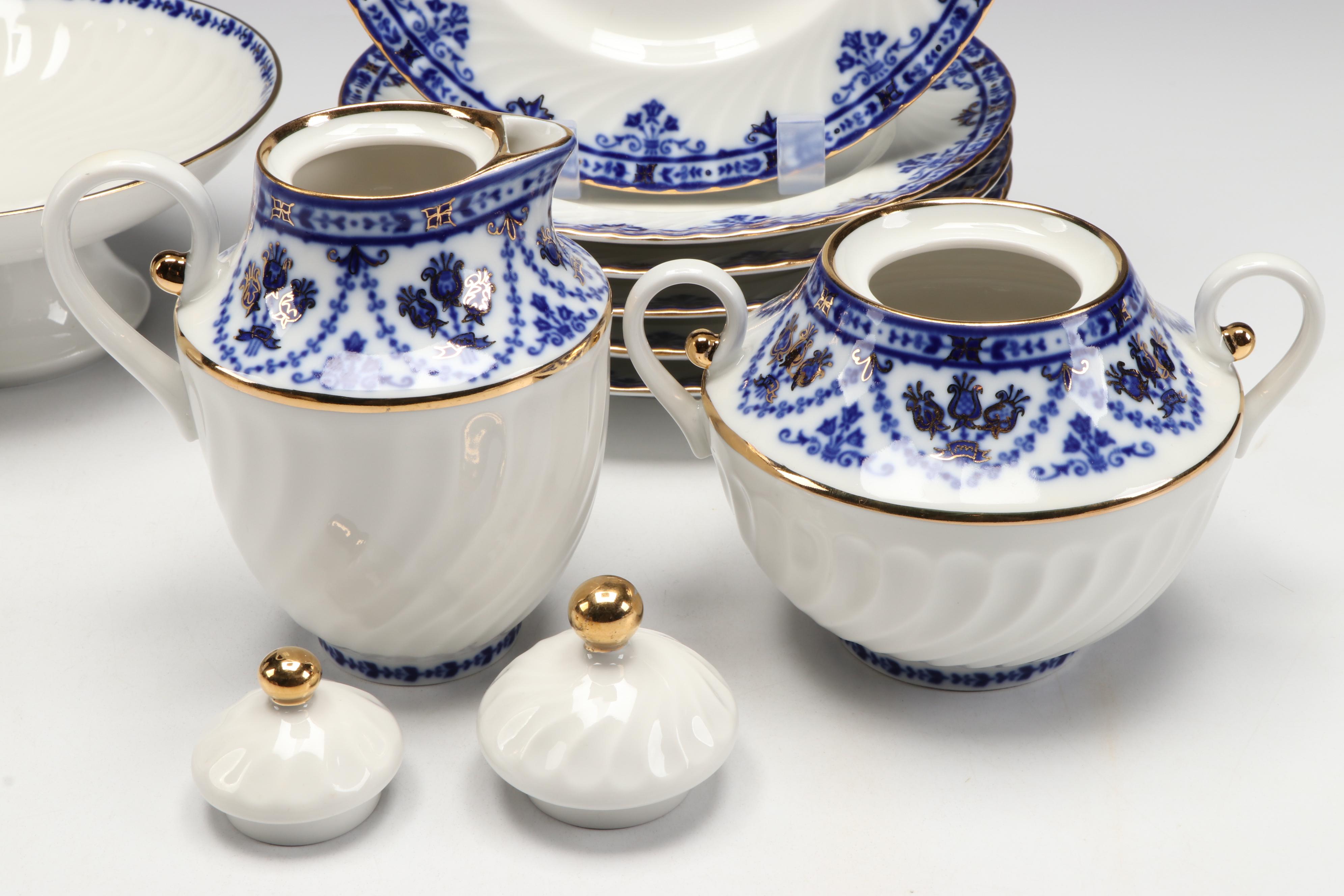 Lomonosov "Cobalt Frieze" Gold Gilt Porcelain Teaware