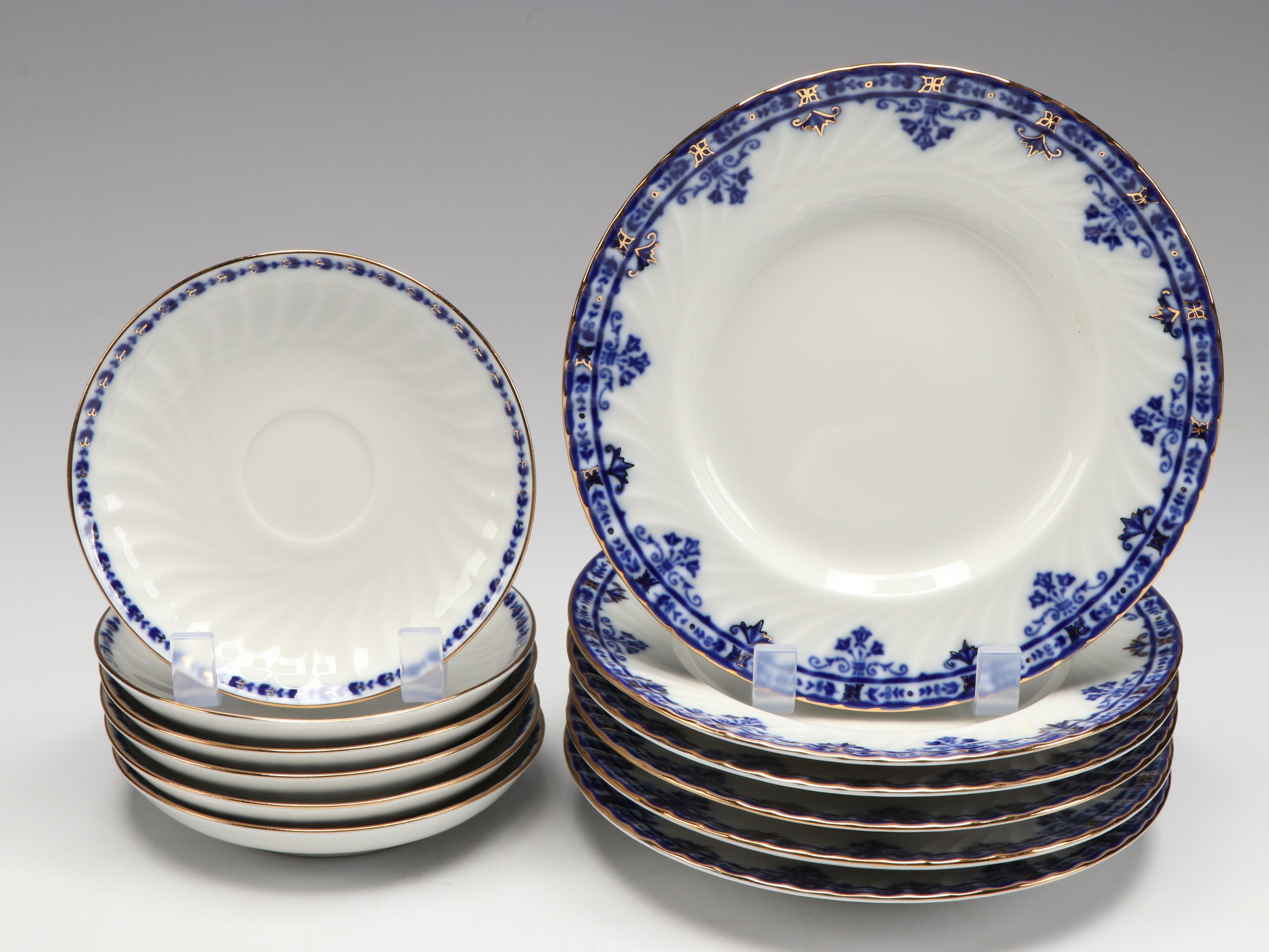 Lomonosov "Cobalt Frieze" Gold Gilt Porcelain Teaware