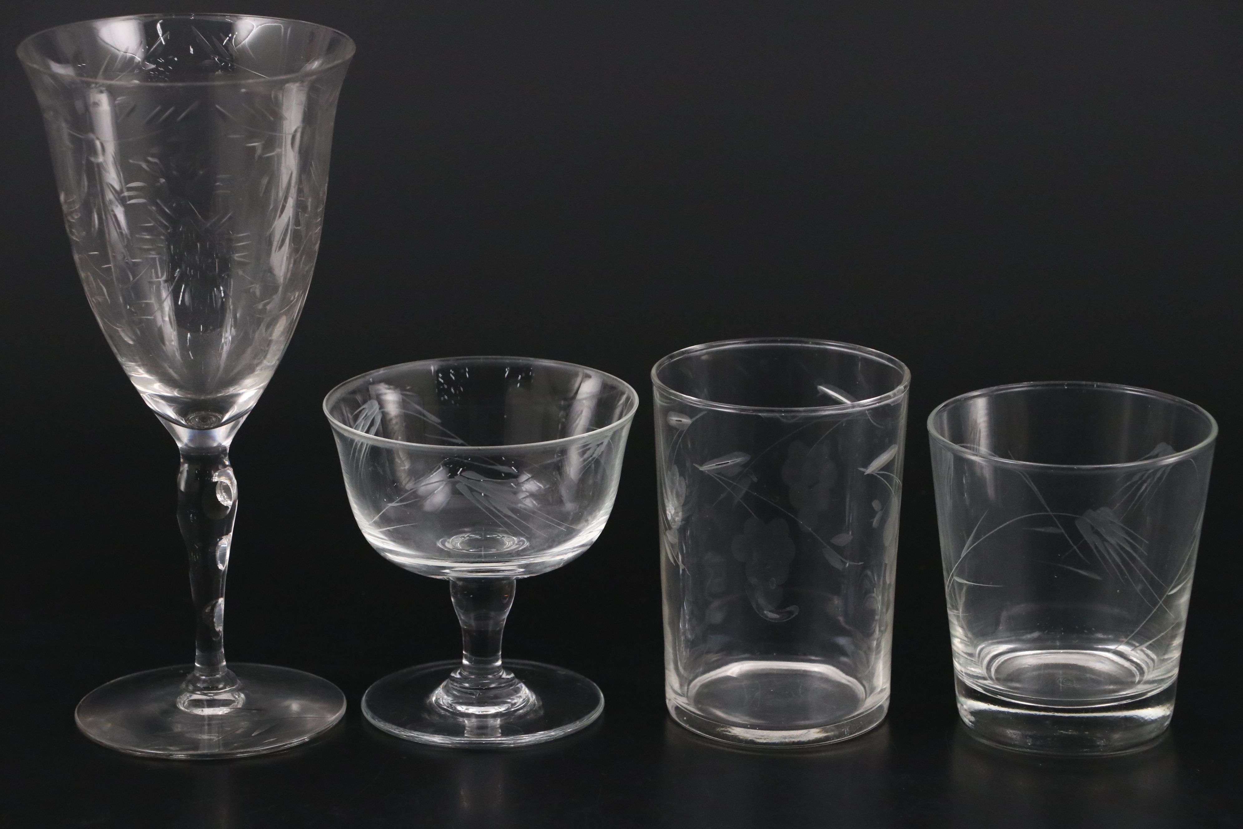 Water and Sherbet Glasses with Old Fashioned Glasses