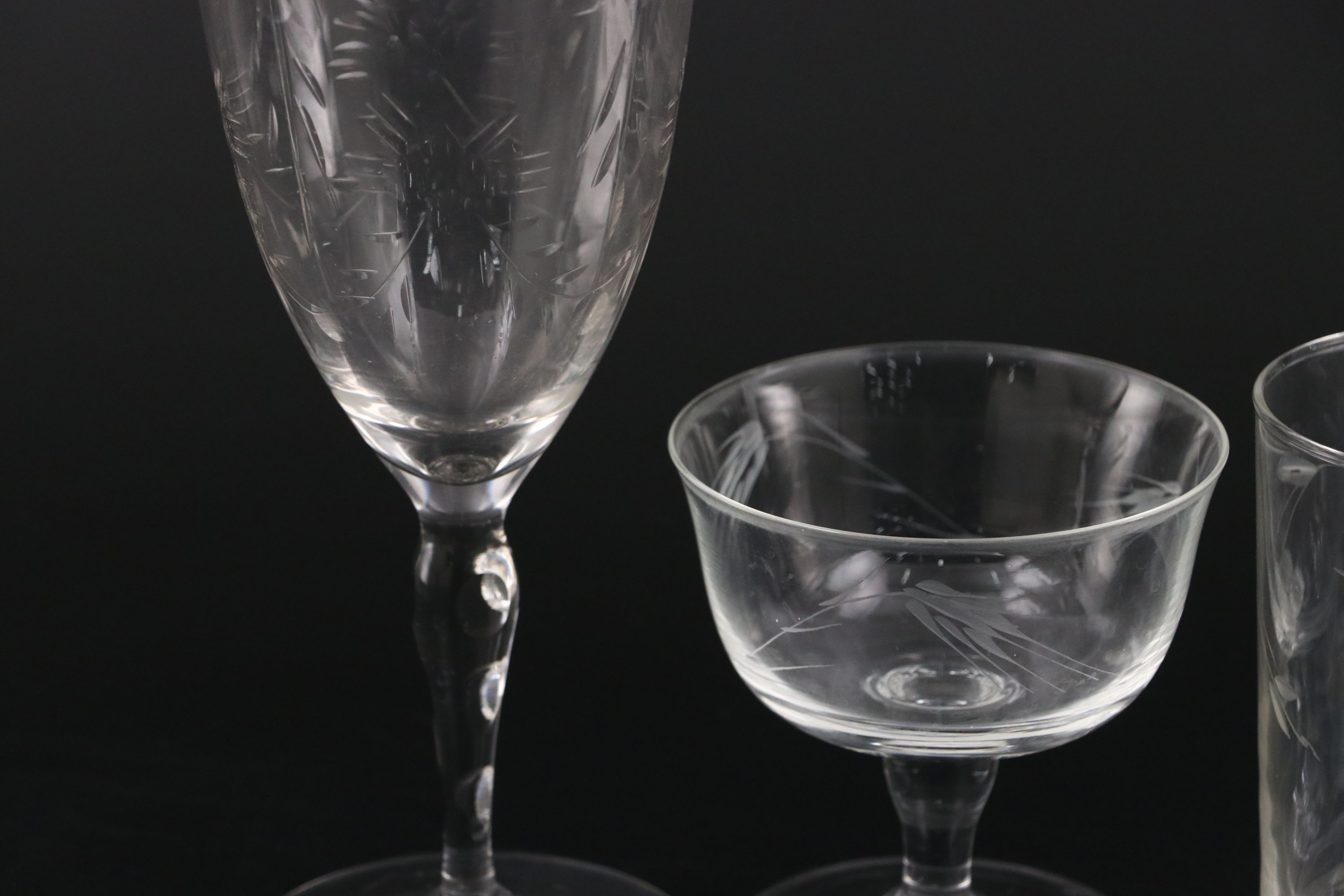 Water and Sherbet Glasses with Old Fashioned Glasses