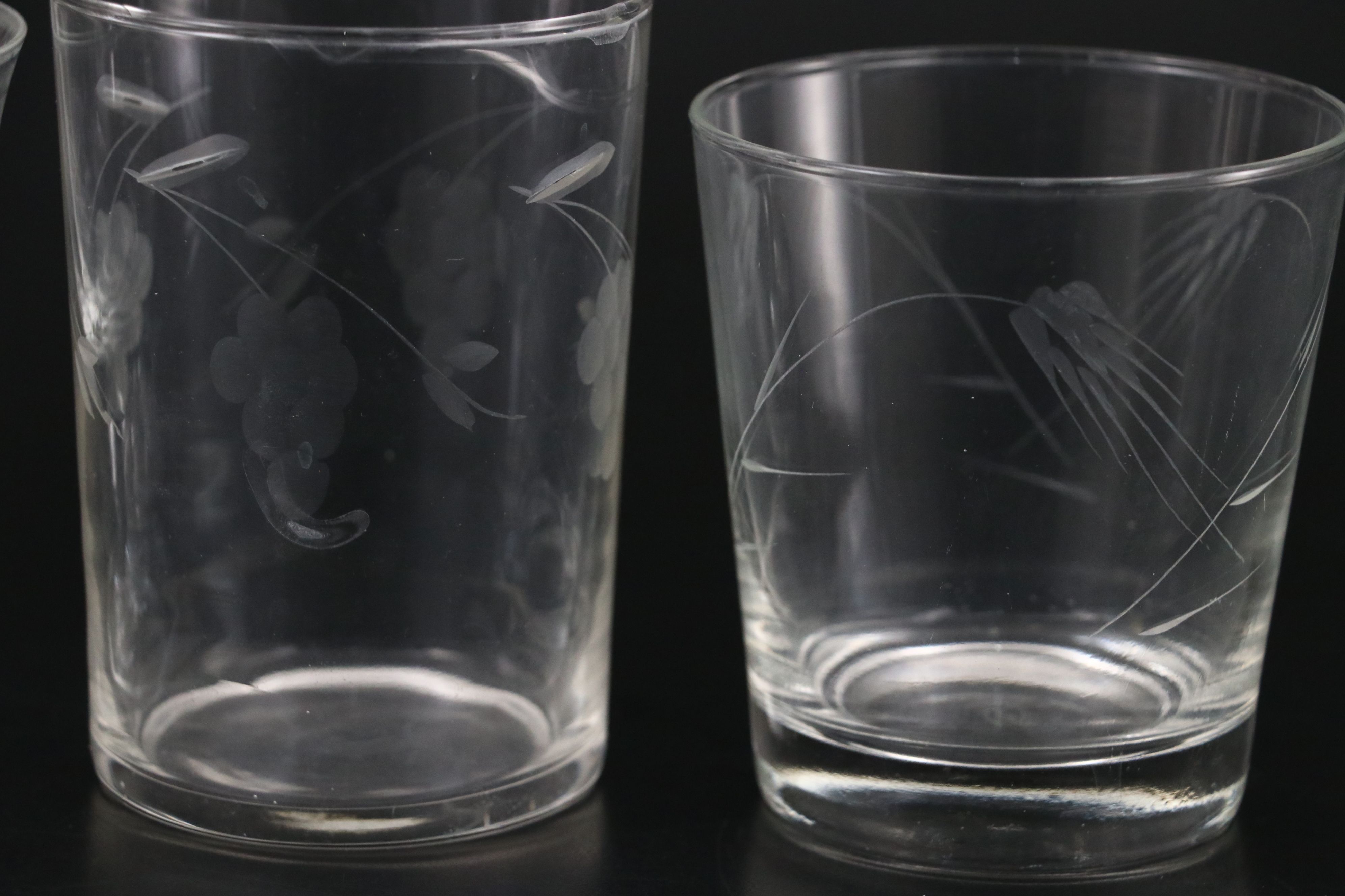 Water and Sherbet Glasses with Old Fashioned Glasses