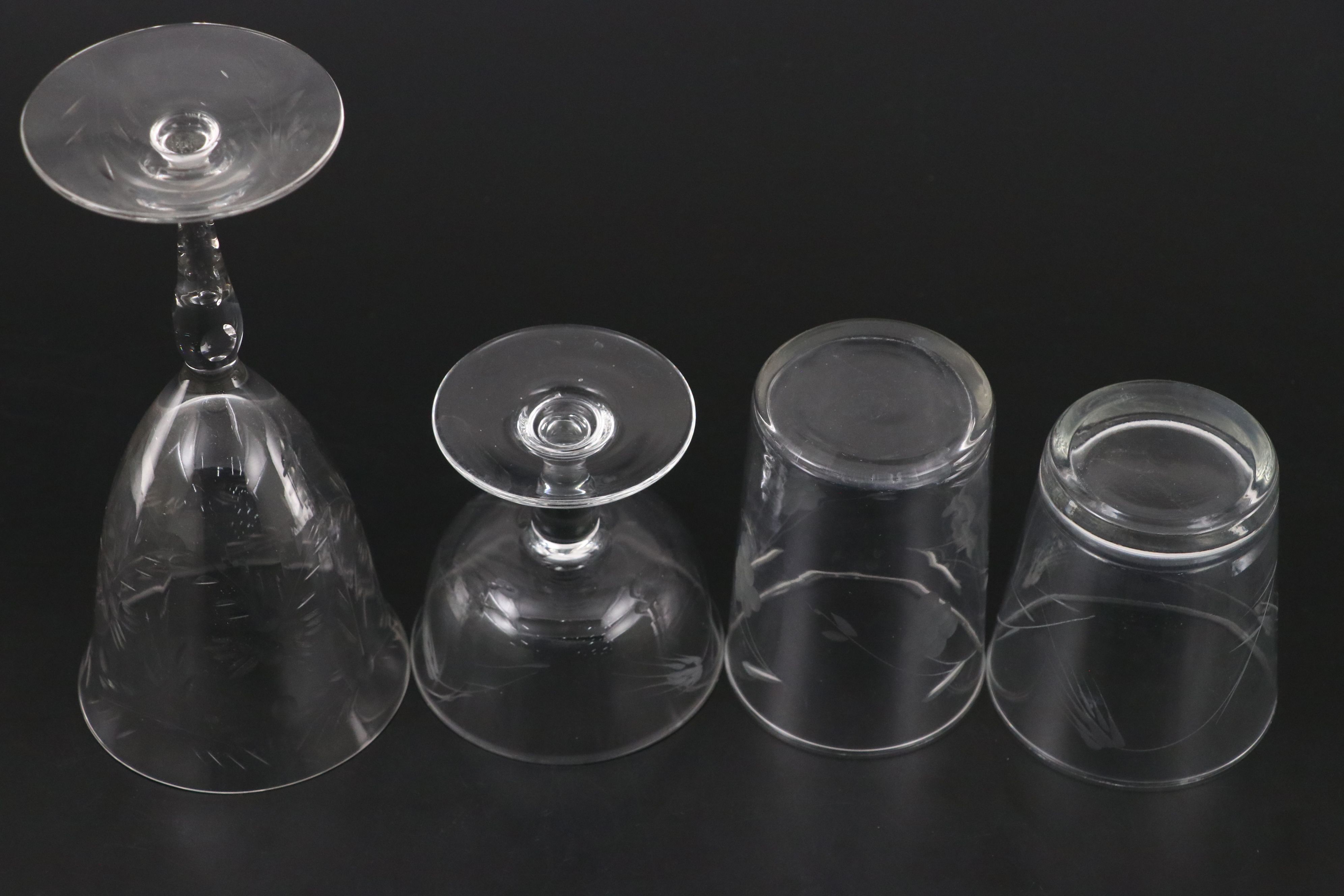 Water and Sherbet Glasses with Old Fashioned Glasses