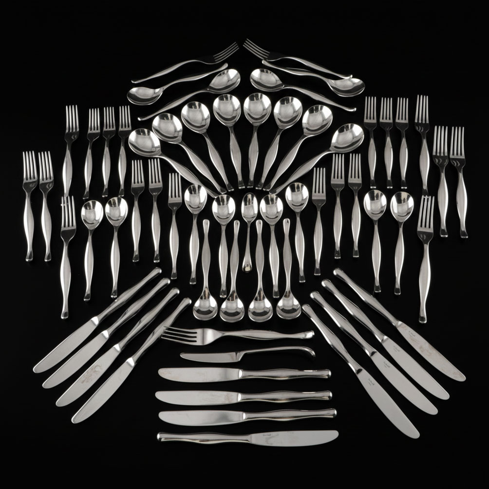 Crate & Barrel "Eva Zeisel" with Dansk "Torun" Stainless Steel Flatware