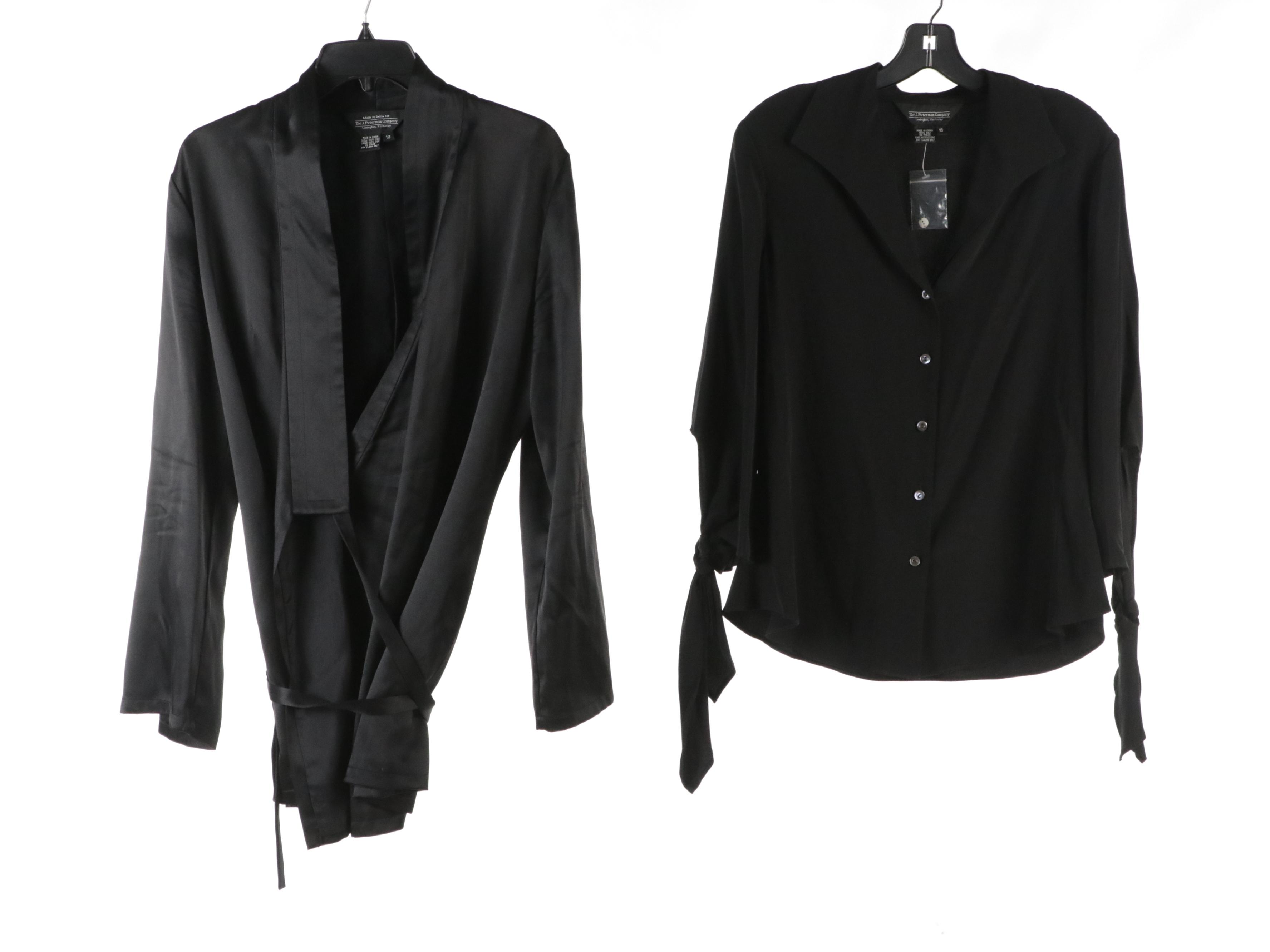J. Peterman Company Black Silk Button-Down Blouse, Wrap Top, Other Skirts & More
