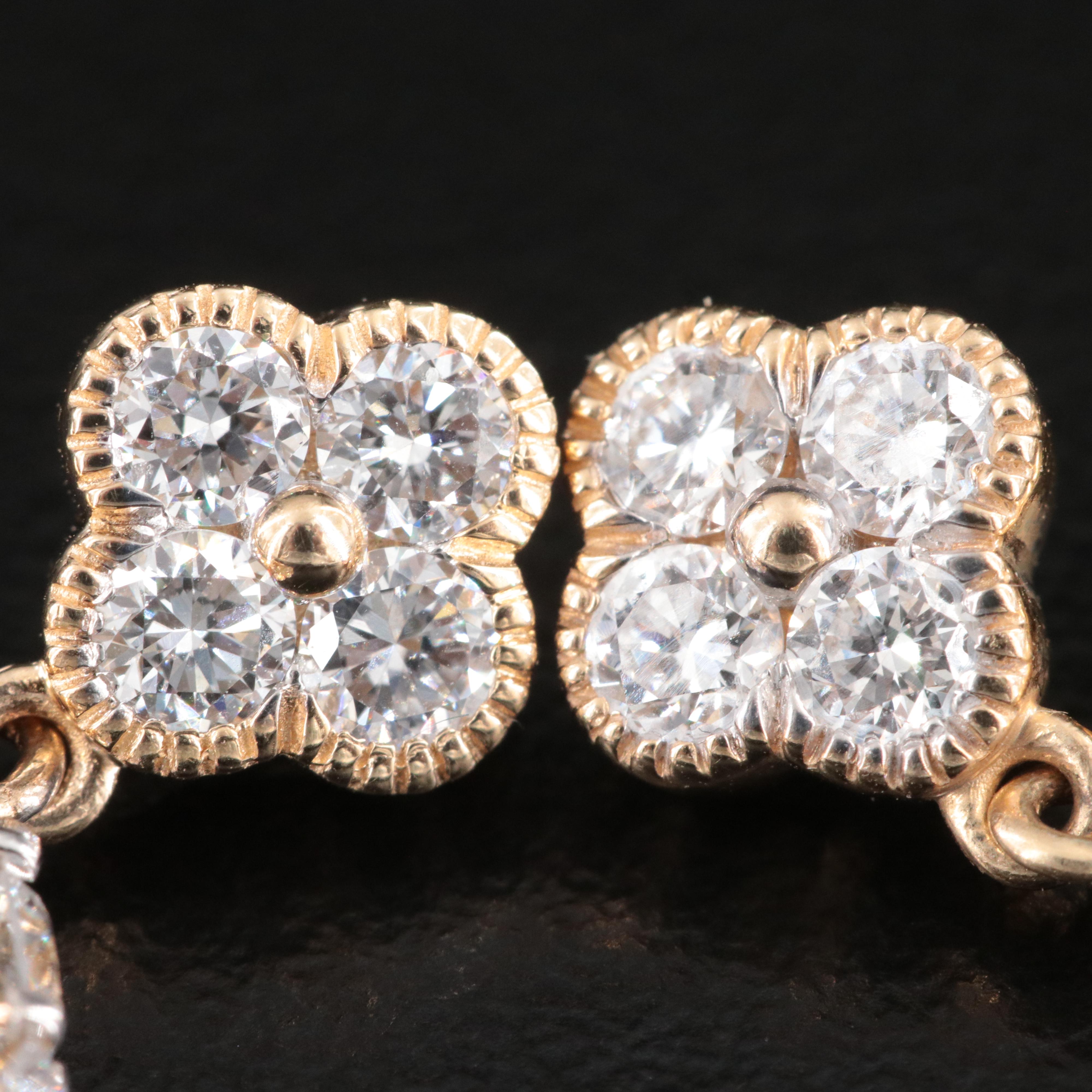 14K 2.00 CTW Lab Grown Diamond Hoop Earrings with Quatrefoil Charms