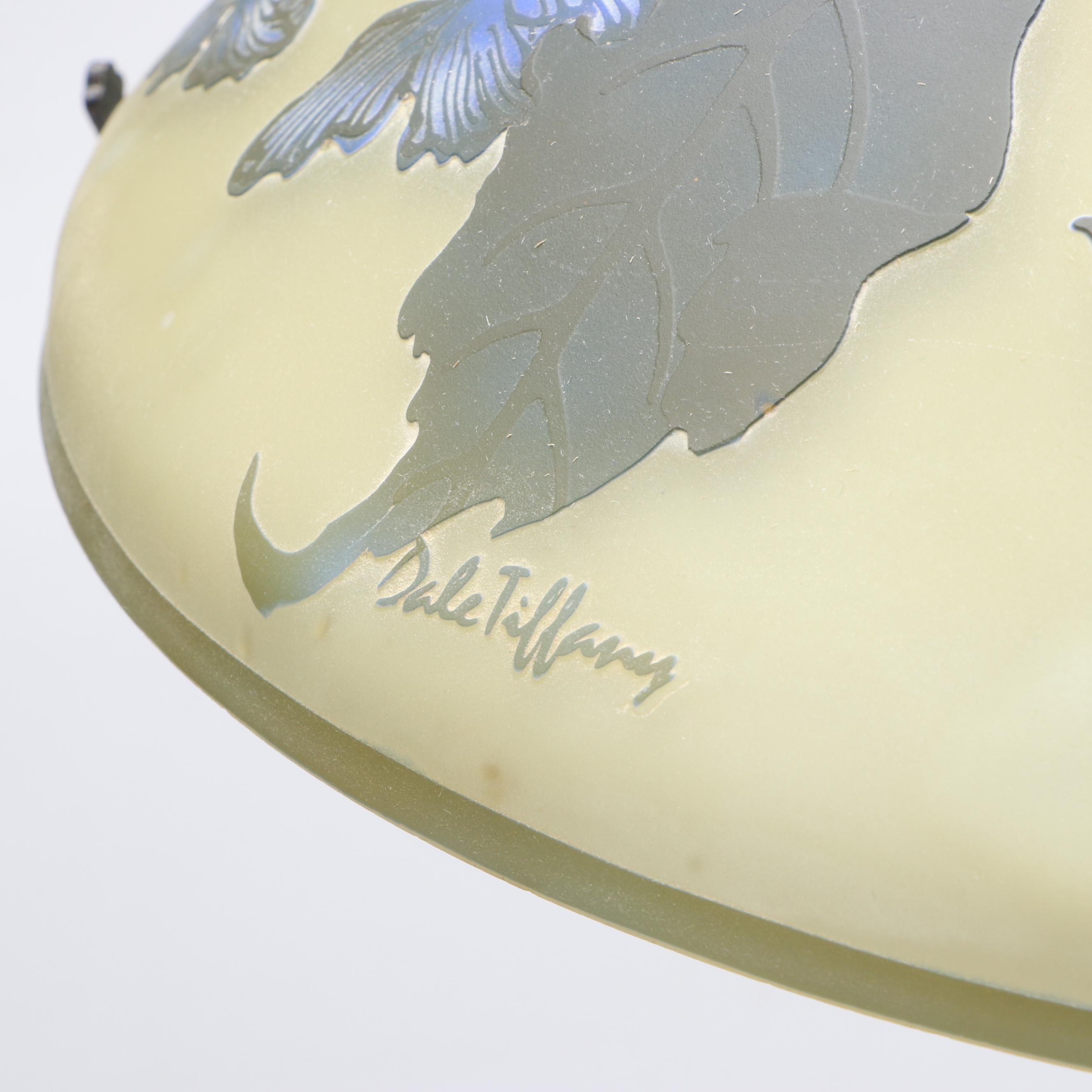 Dale Tiffany Art Nouveau Style Cameo Glass Table Lamp with Illuminated Base