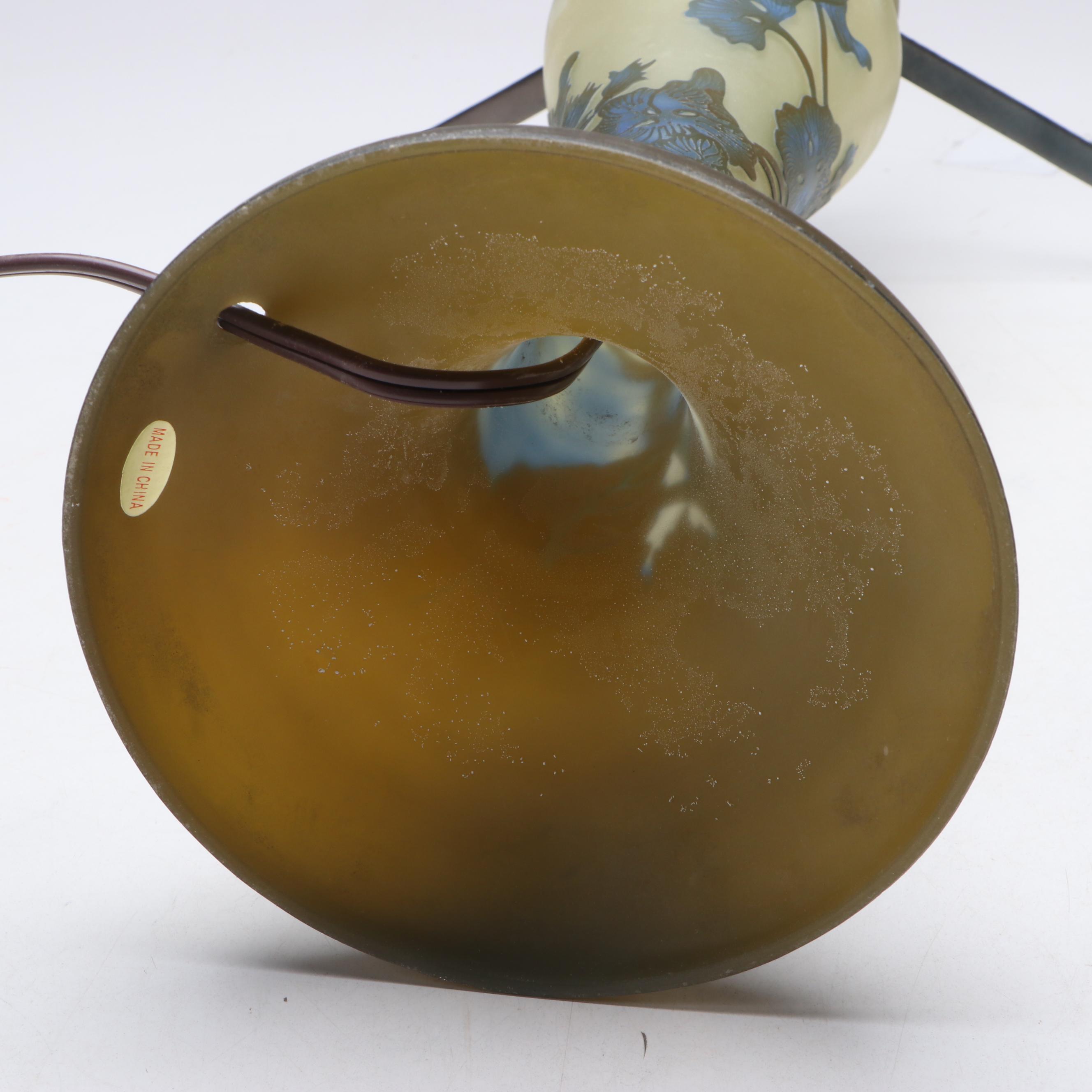 Dale Tiffany Art Nouveau Style Cameo Glass Table Lamp with Illuminated Base