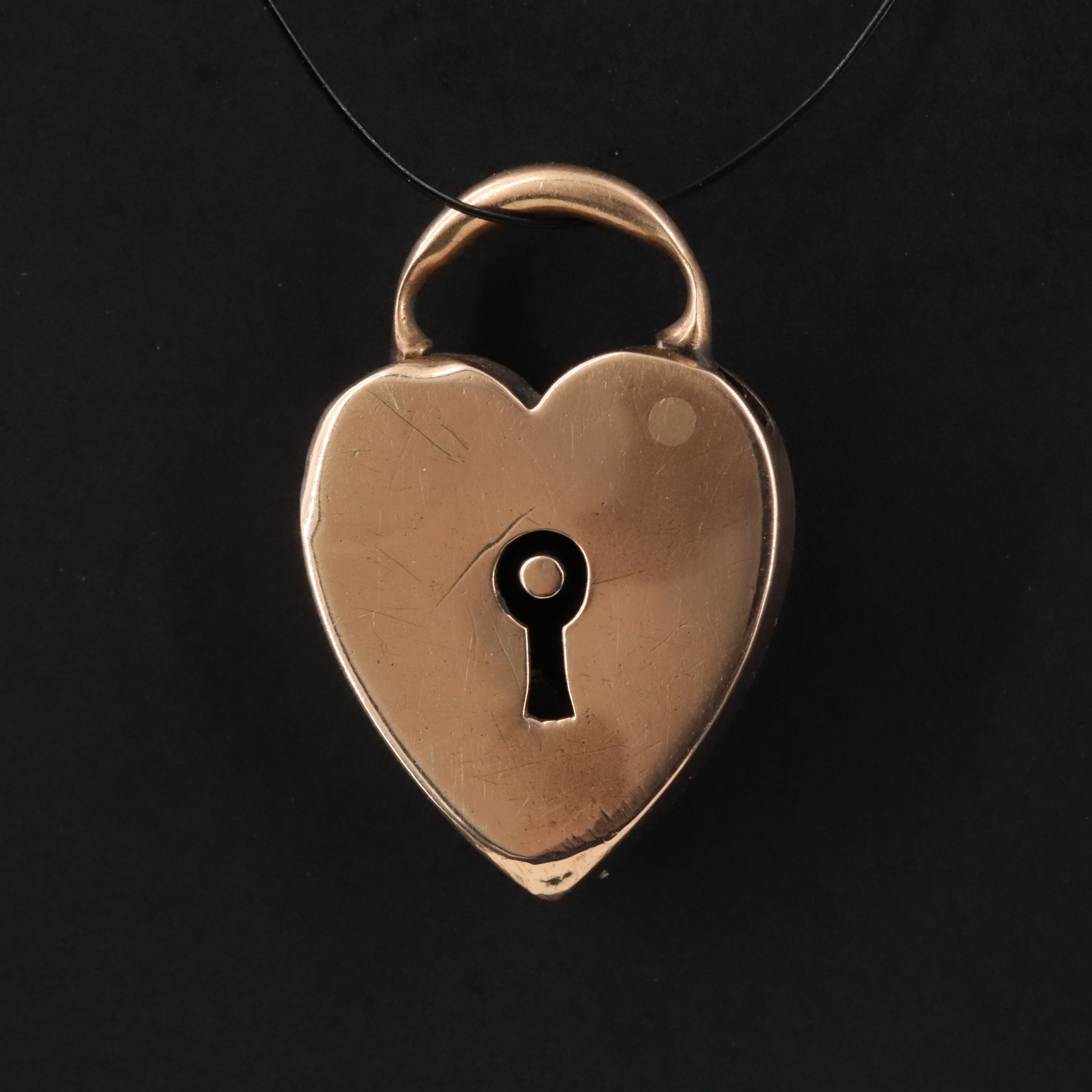 Antique 9K Monogrammed Heart Lock Pendant
