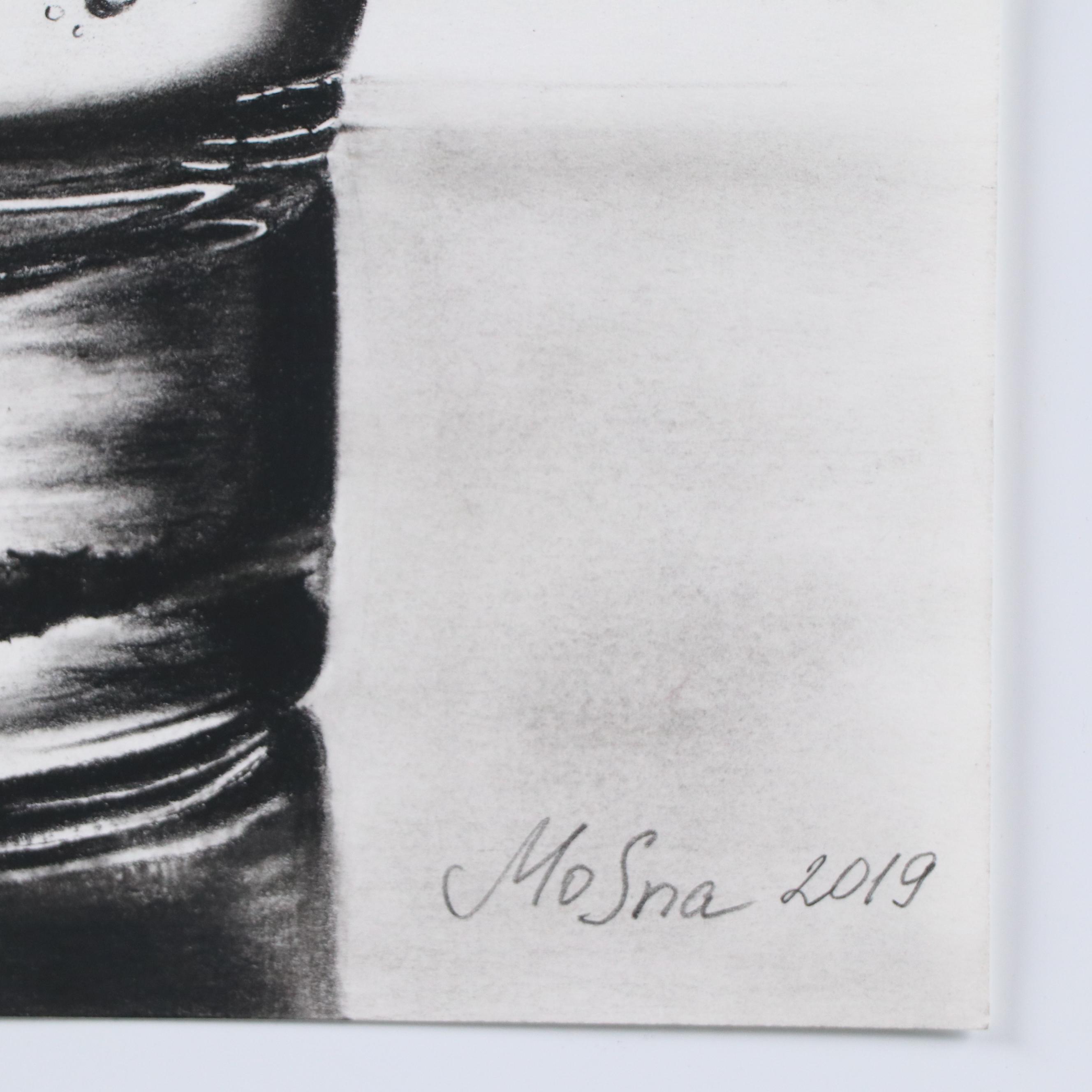 Photorealist Charcoal Drawing of Water Pouring Into Glass, 2019