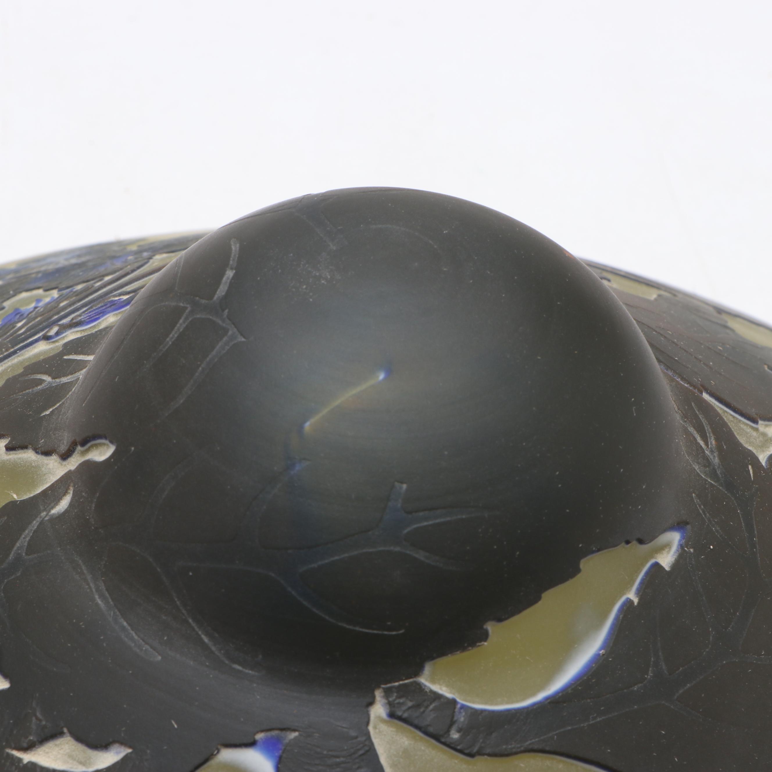 Dale Tiffany Art Nouveau Style Cameo Glass Table Lamp with Illuminated Base