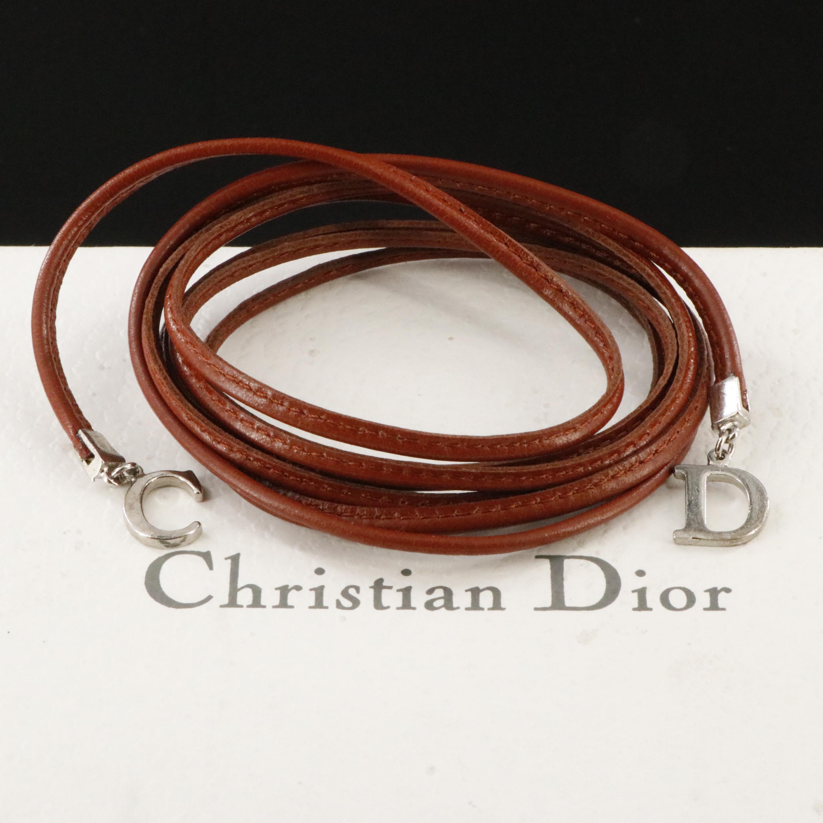 Christian Dior CD Leather Wrist Wrap Bracelet or Necklace