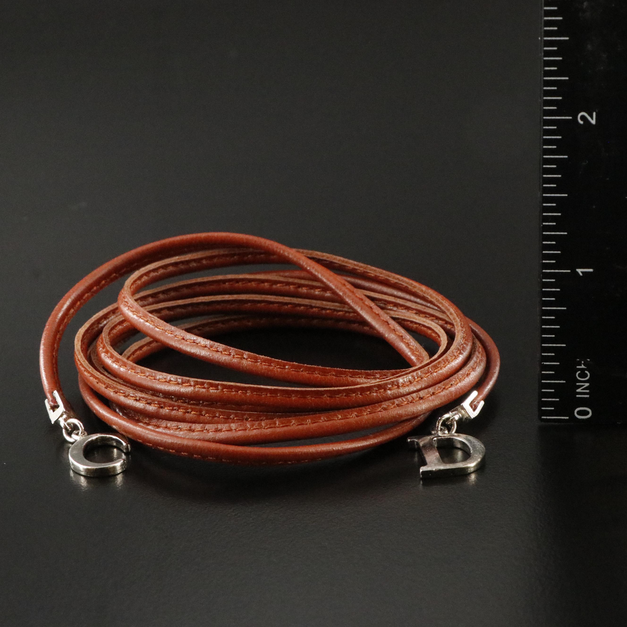 Christian Dior CD Leather Wrist Wrap Bracelet or Necklace