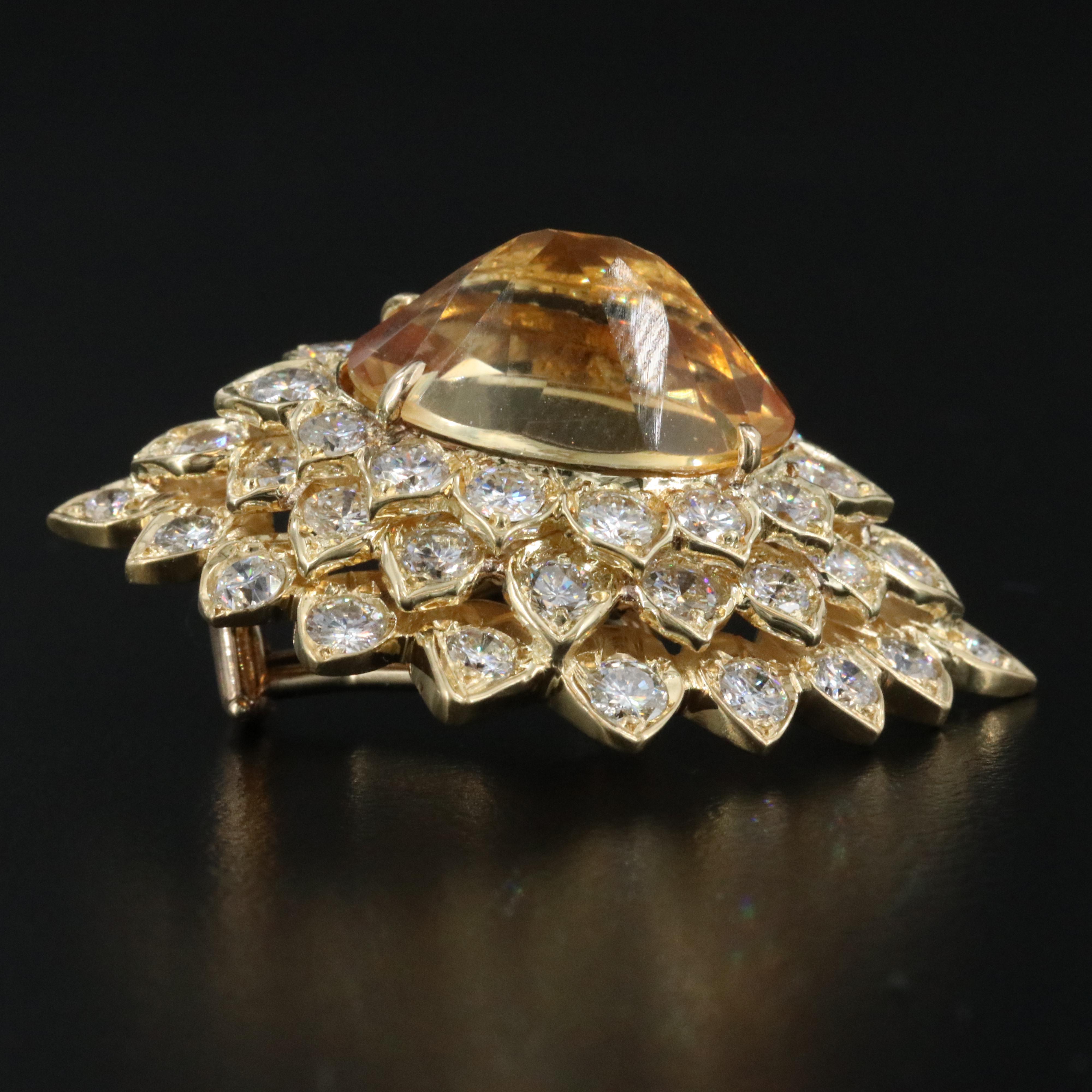 18K 20.00 CTW Citrine and 7.05 CTW Diamond Earrings