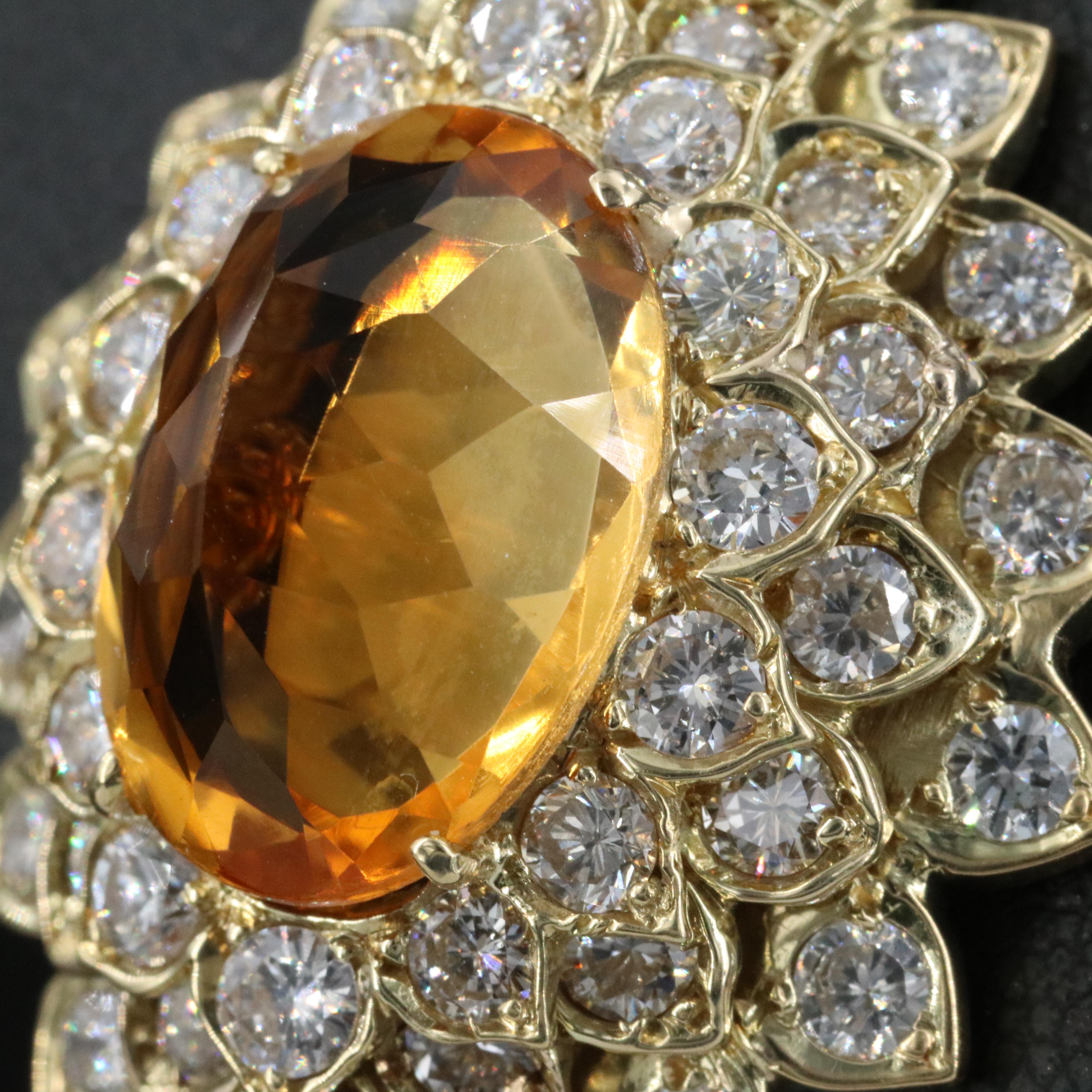 18K 20.00 CTW Citrine and 7.05 CTW Diamond Earrings