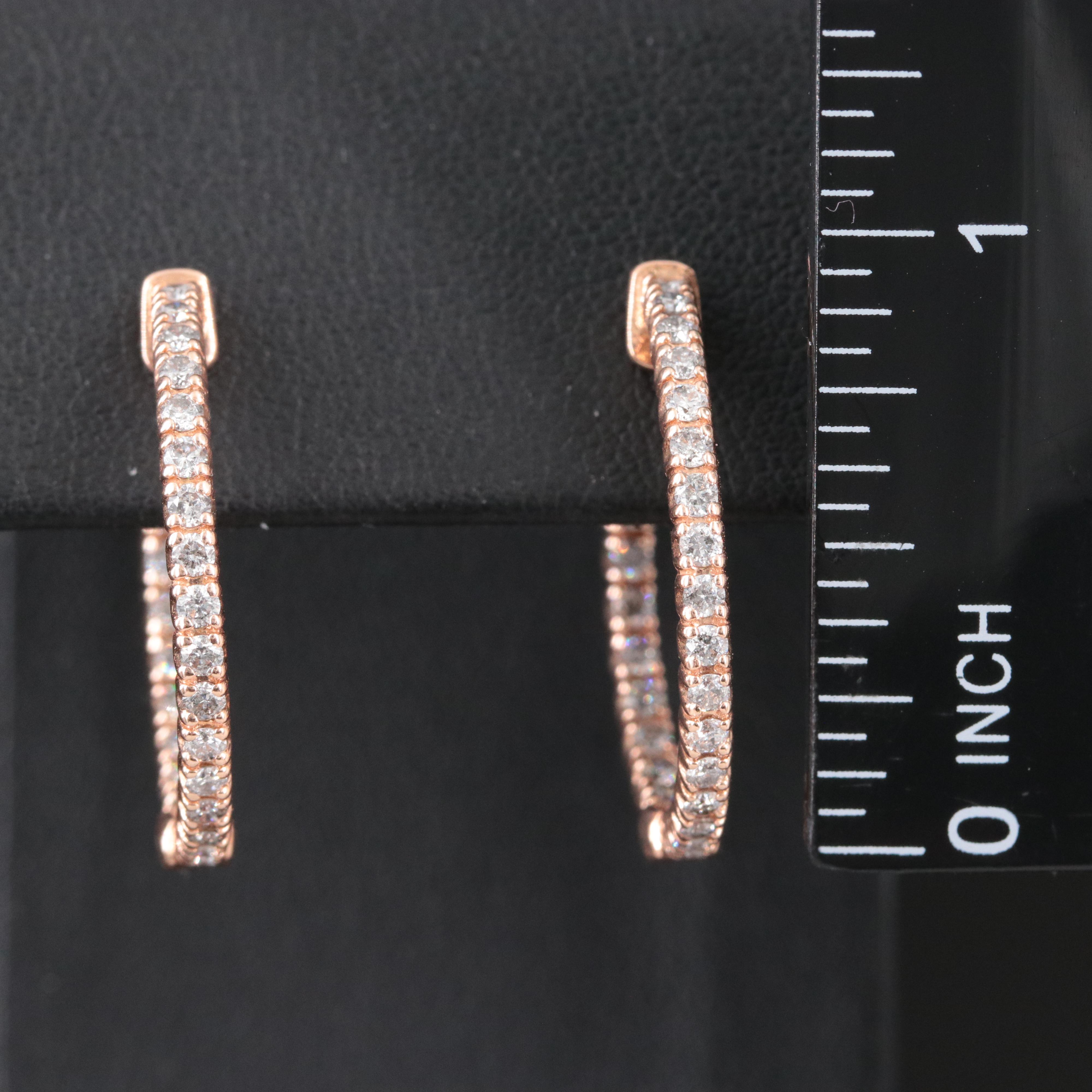 14K Rose Gold 1.00 CTW Diamond Inside-Out Hoop Earrings