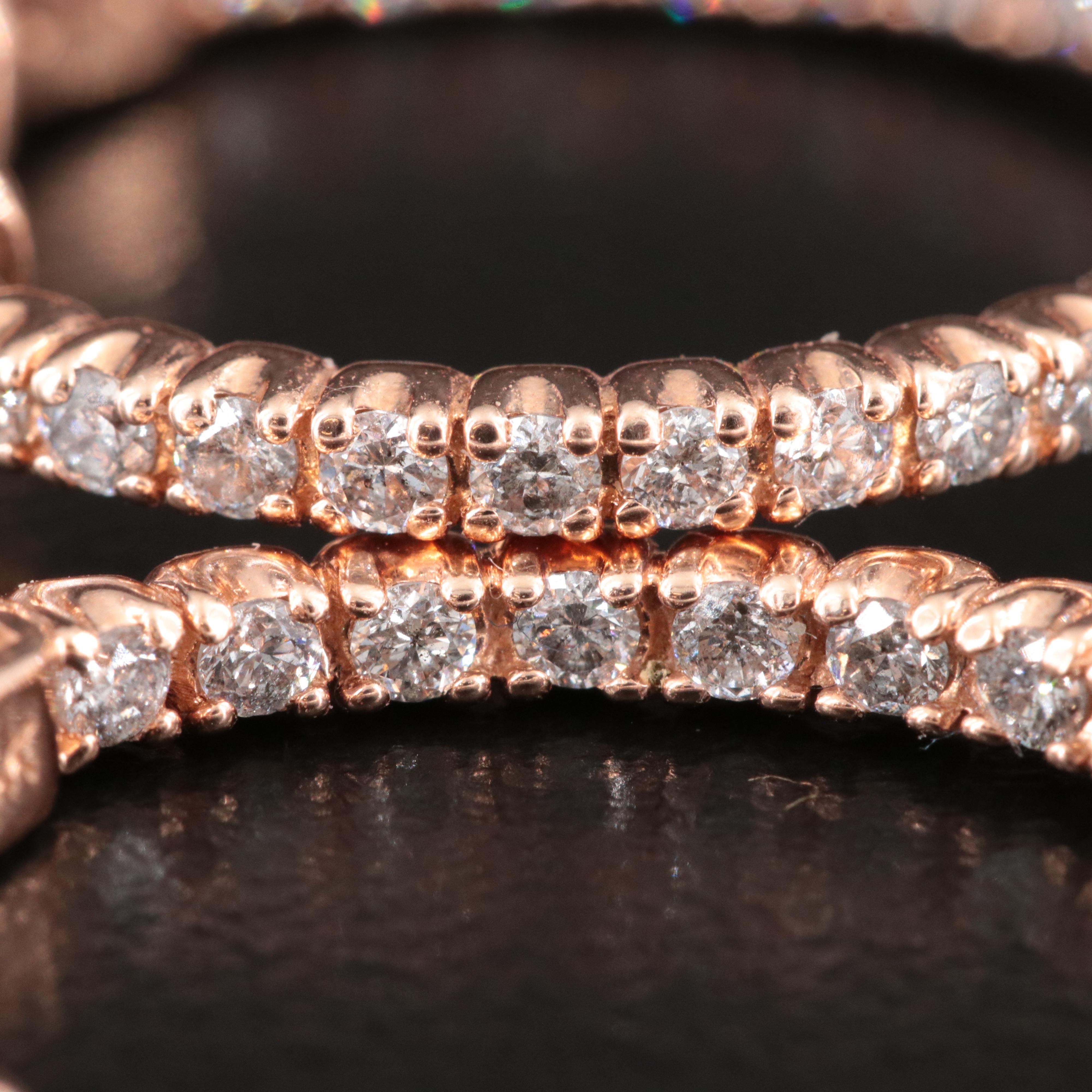 14K Rose Gold 1.00 CTW Diamond Inside-Out Hoop Earrings