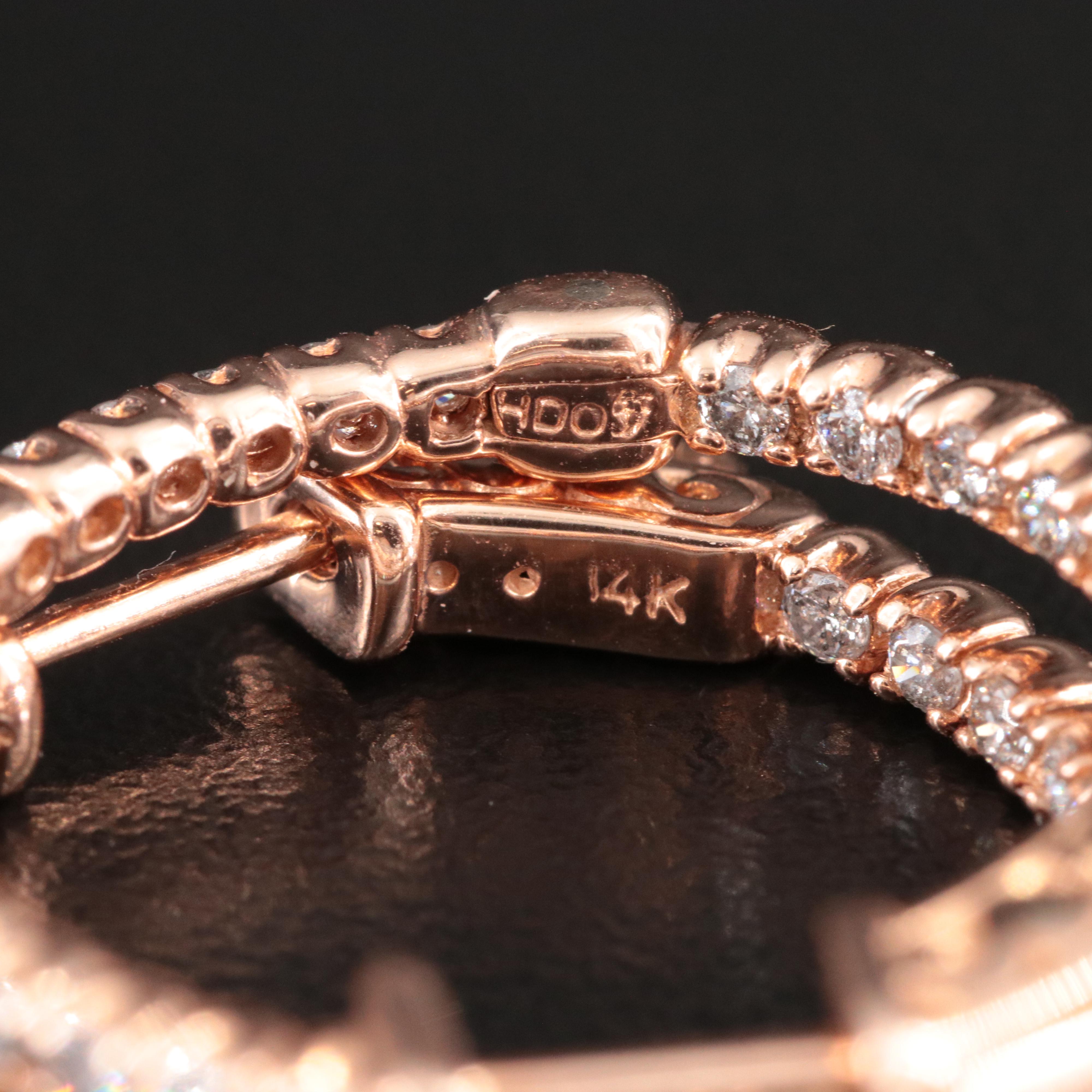 14K Rose Gold 1.00 CTW Diamond Inside-Out Hoop Earrings