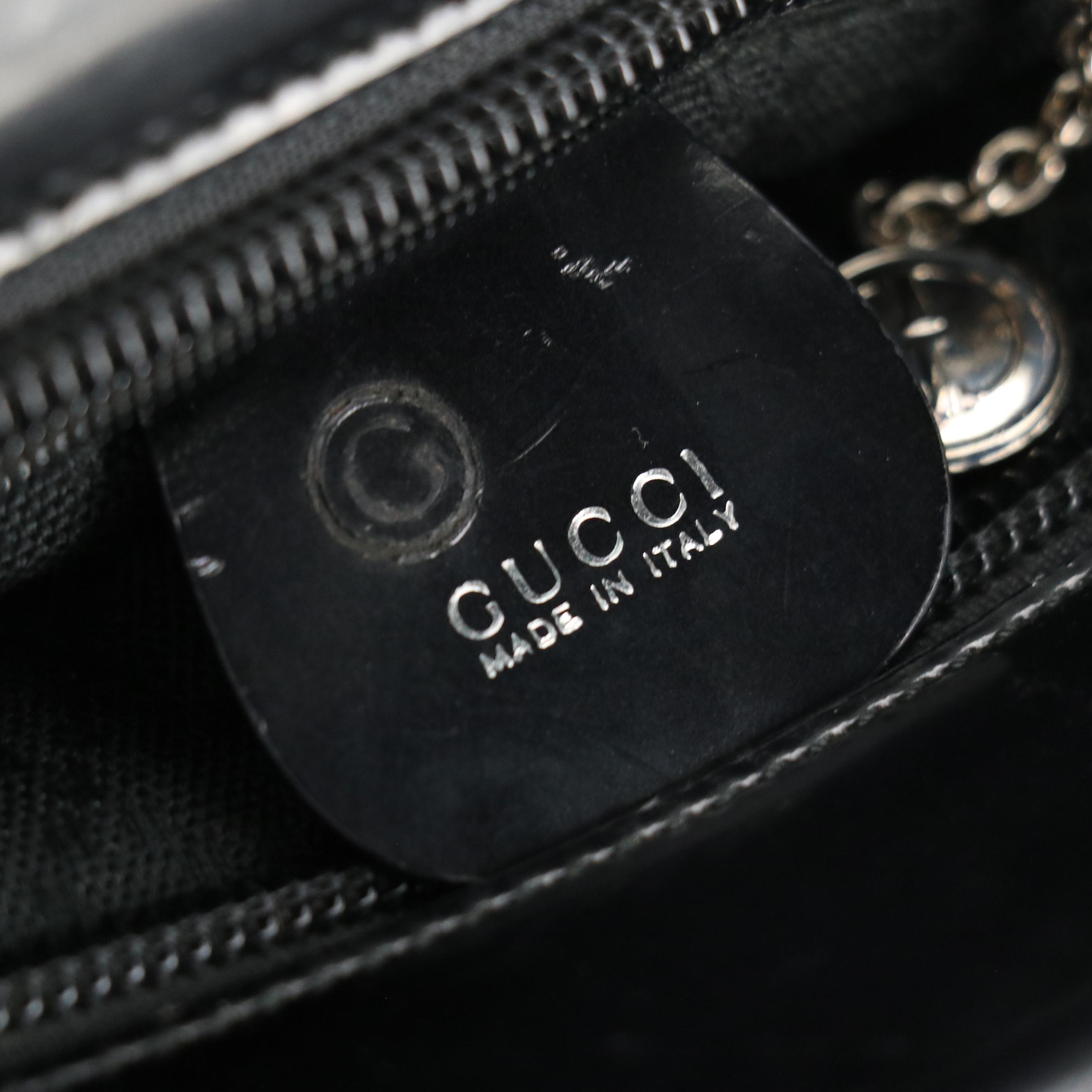 Gucci Bamboo Top Handle Bag in Black Ribbed Nylon Canvas and Leather