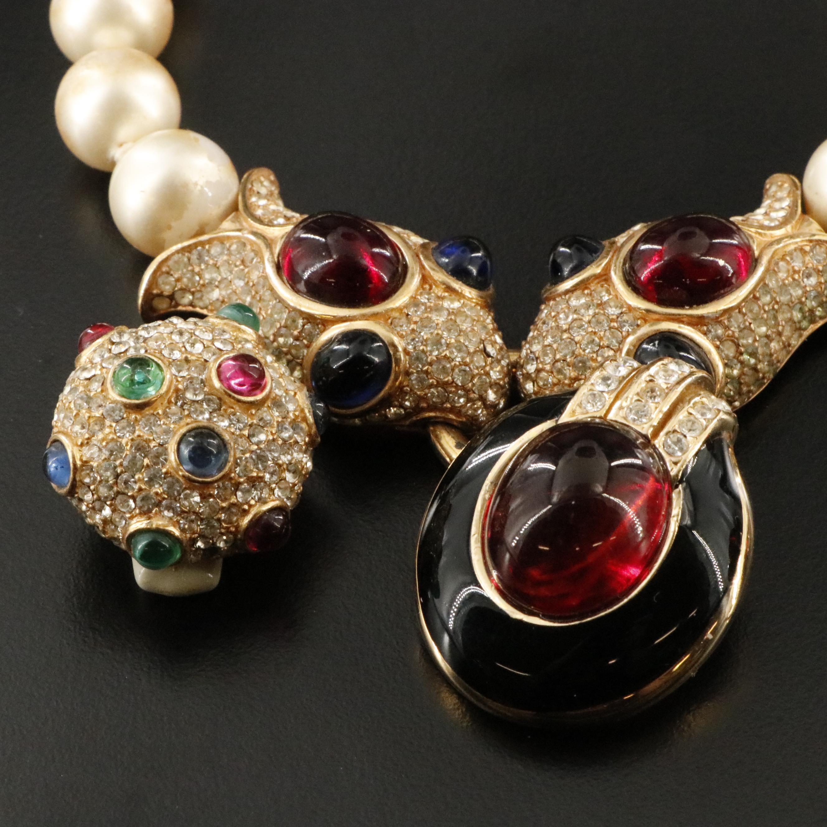 Ciner Jewel Tone Serpent Doorknocker Necklace and Earrings