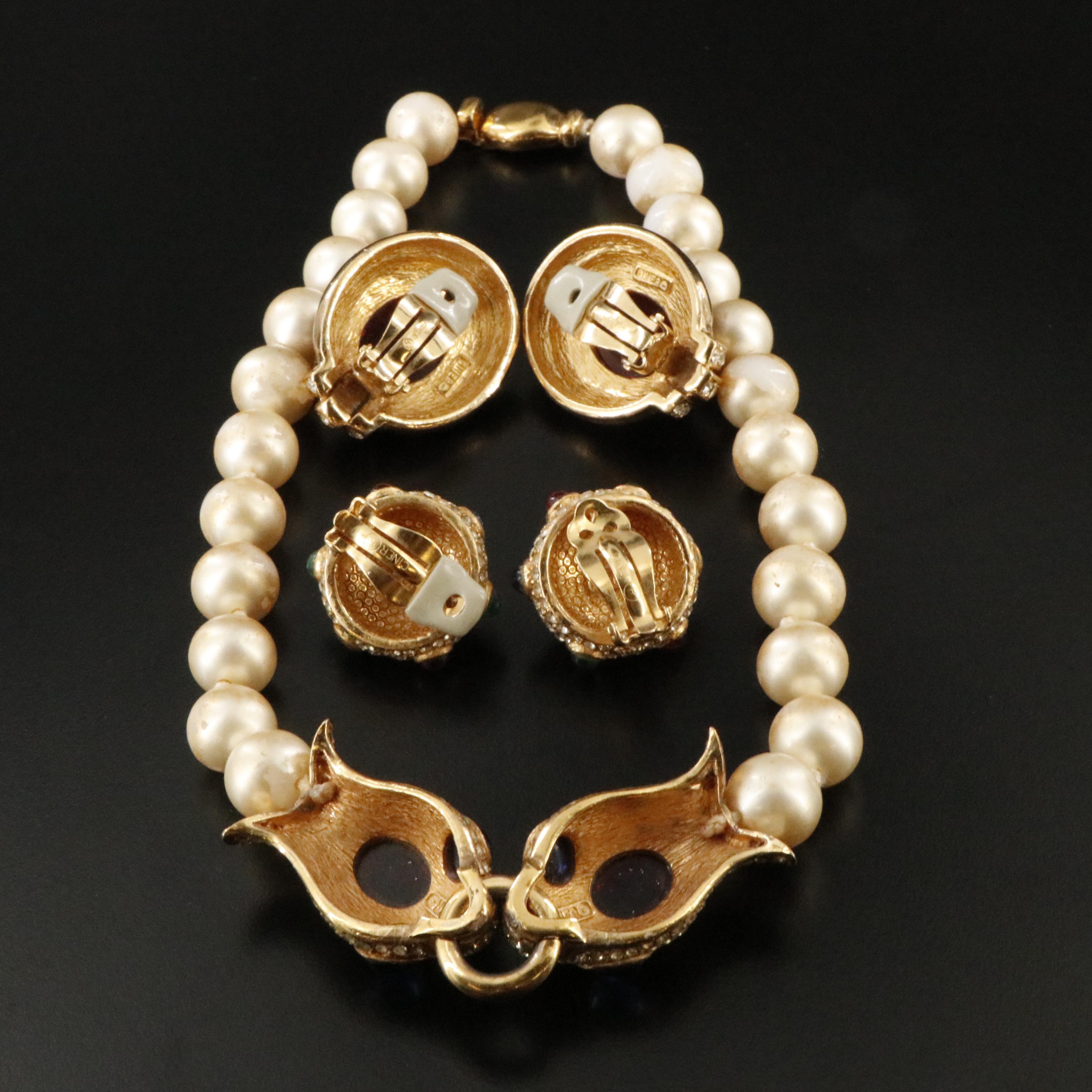 Ciner Jewel Tone Serpent Doorknocker Necklace and Earrings