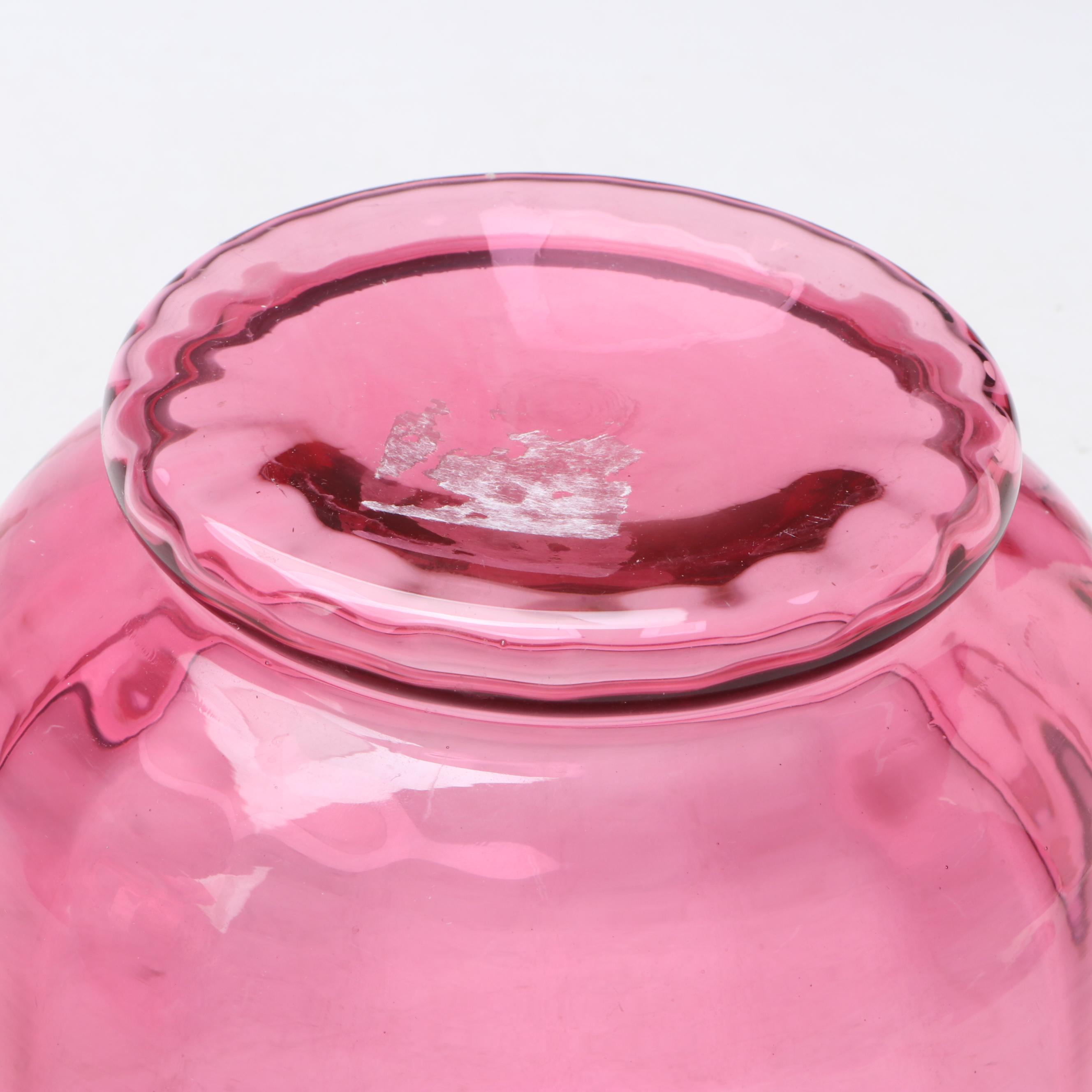 Pilgrim "Paul Revere" Footed Bowl and Cranberry Glass Vases