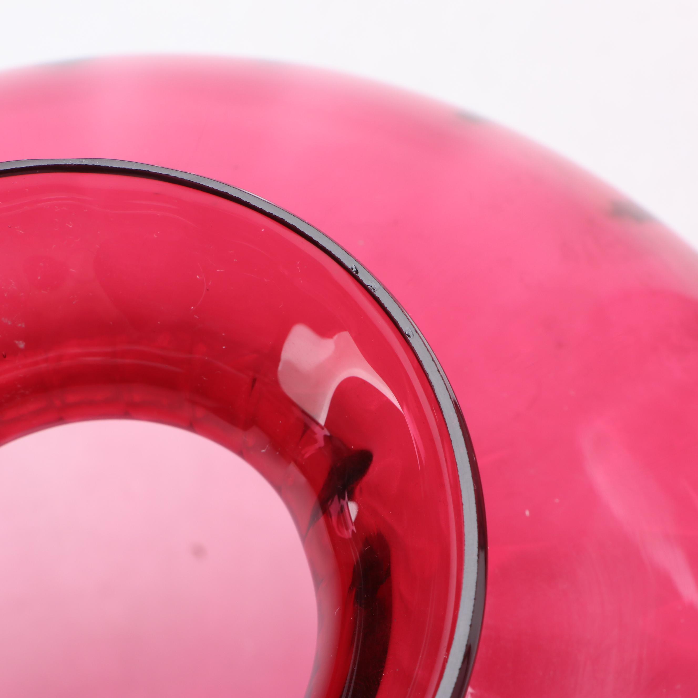 Pilgrim "Paul Revere" Footed Bowl and Cranberry Glass Vases