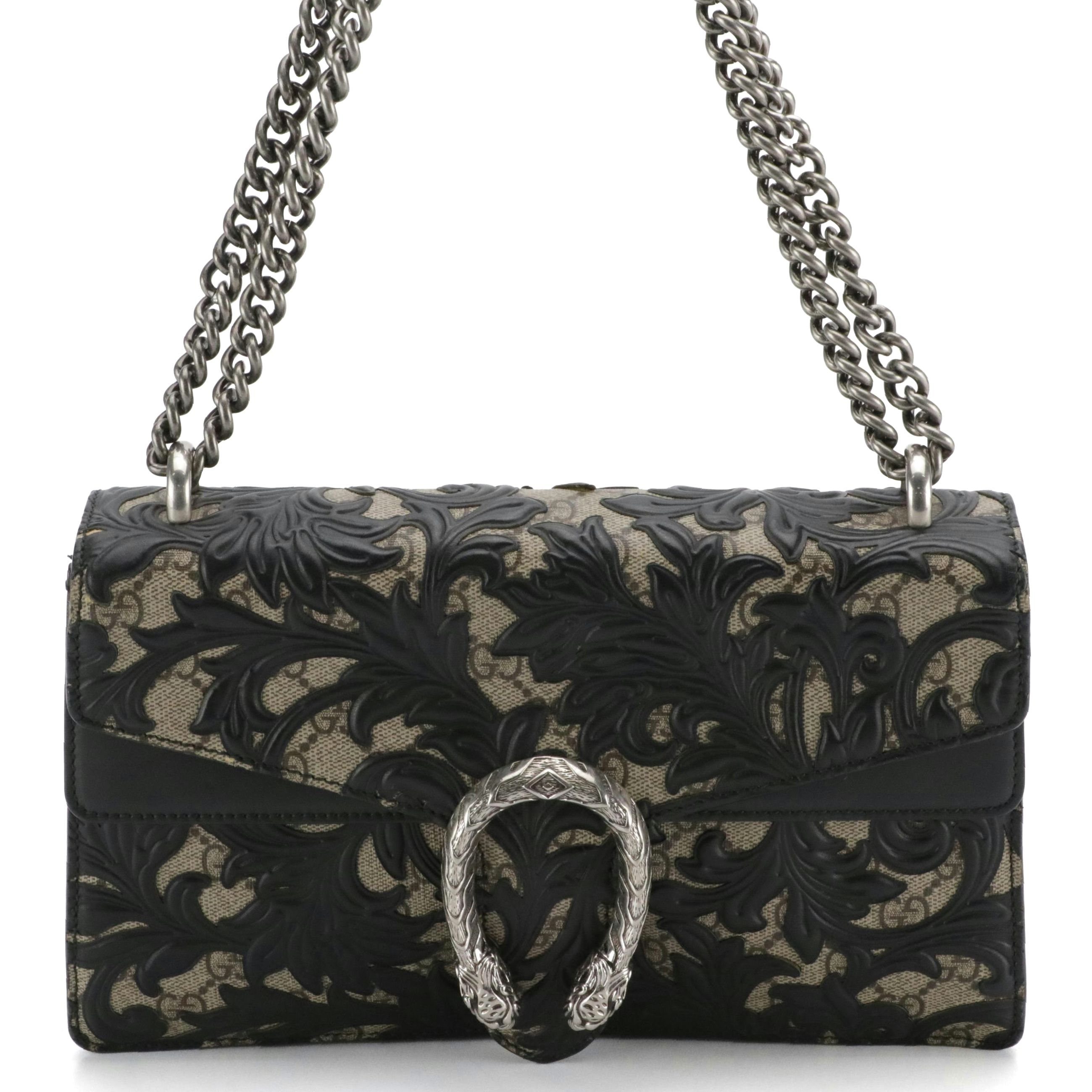 Gucci Dionysus Chain Strap Bag in Arabesque GG Supreme Canvas and Leather