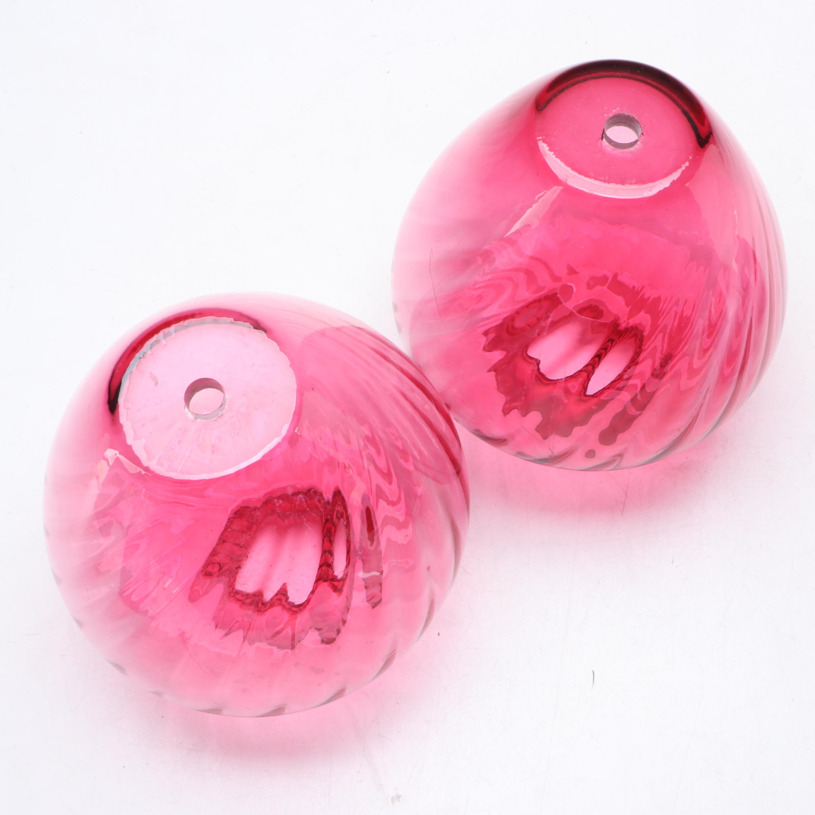 Pilgrim Handblown Cranberry Glass Vases