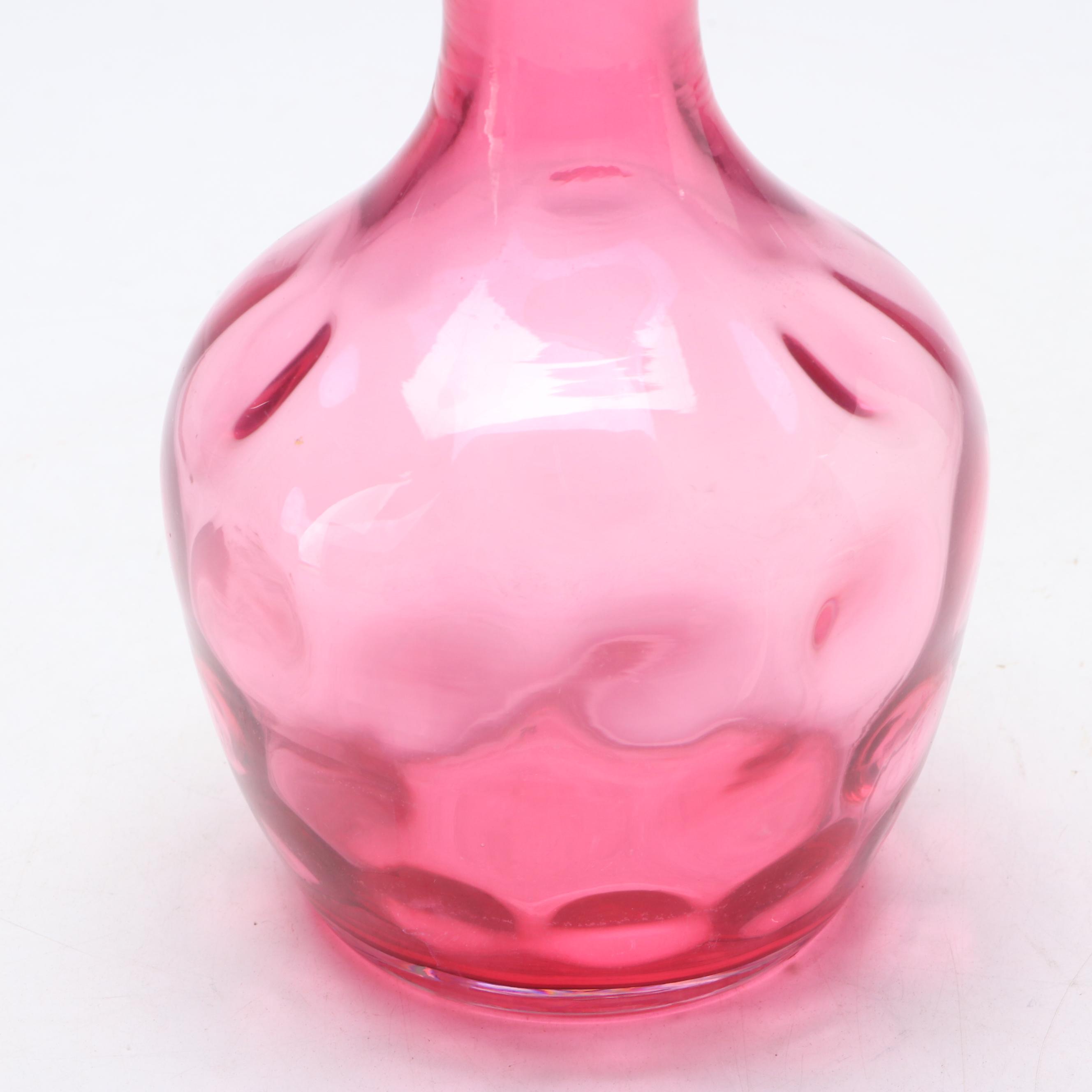 Pilgrim Handblown Cranberry Glass Vases