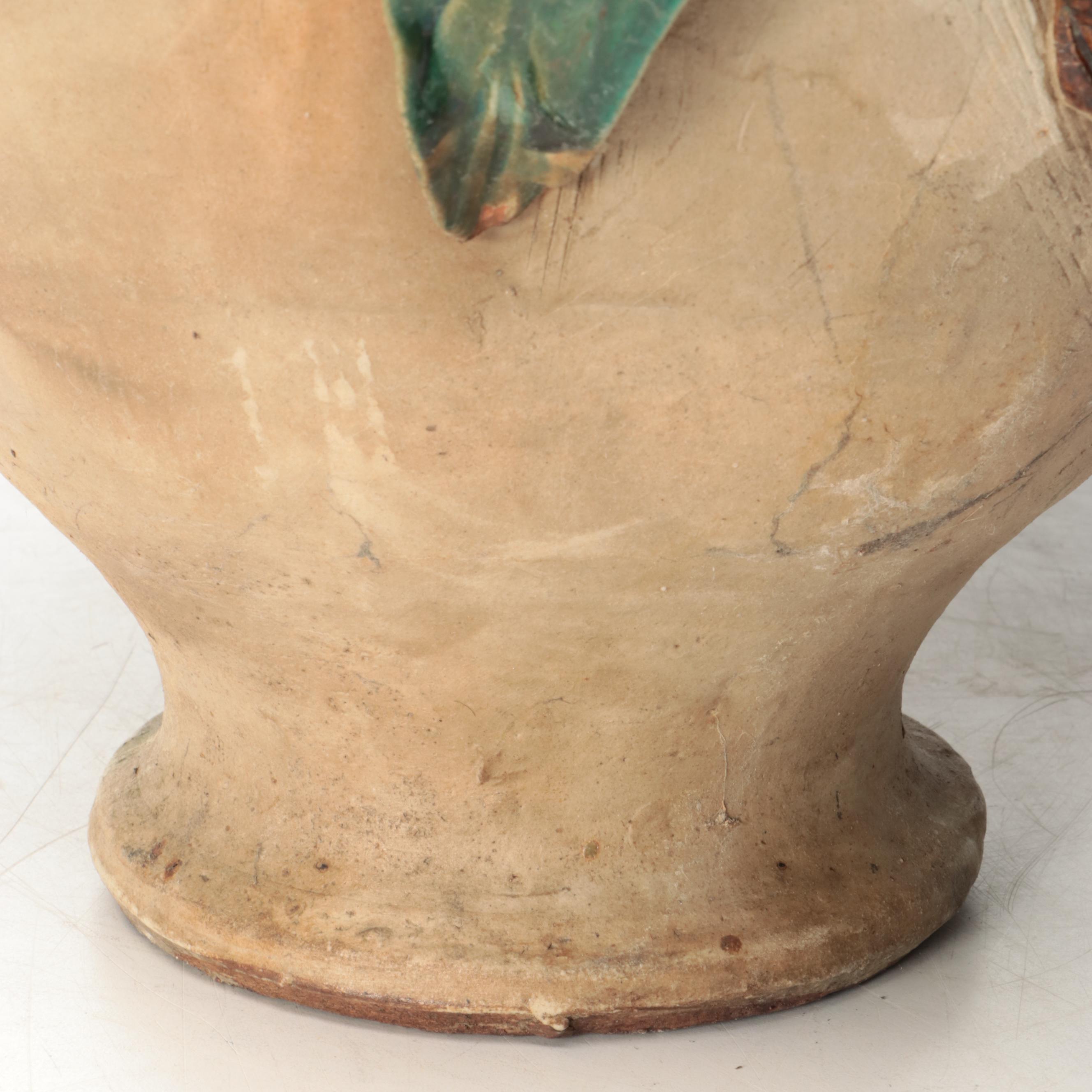 Italian Majolica Pomegranate on Vines Floor Vase