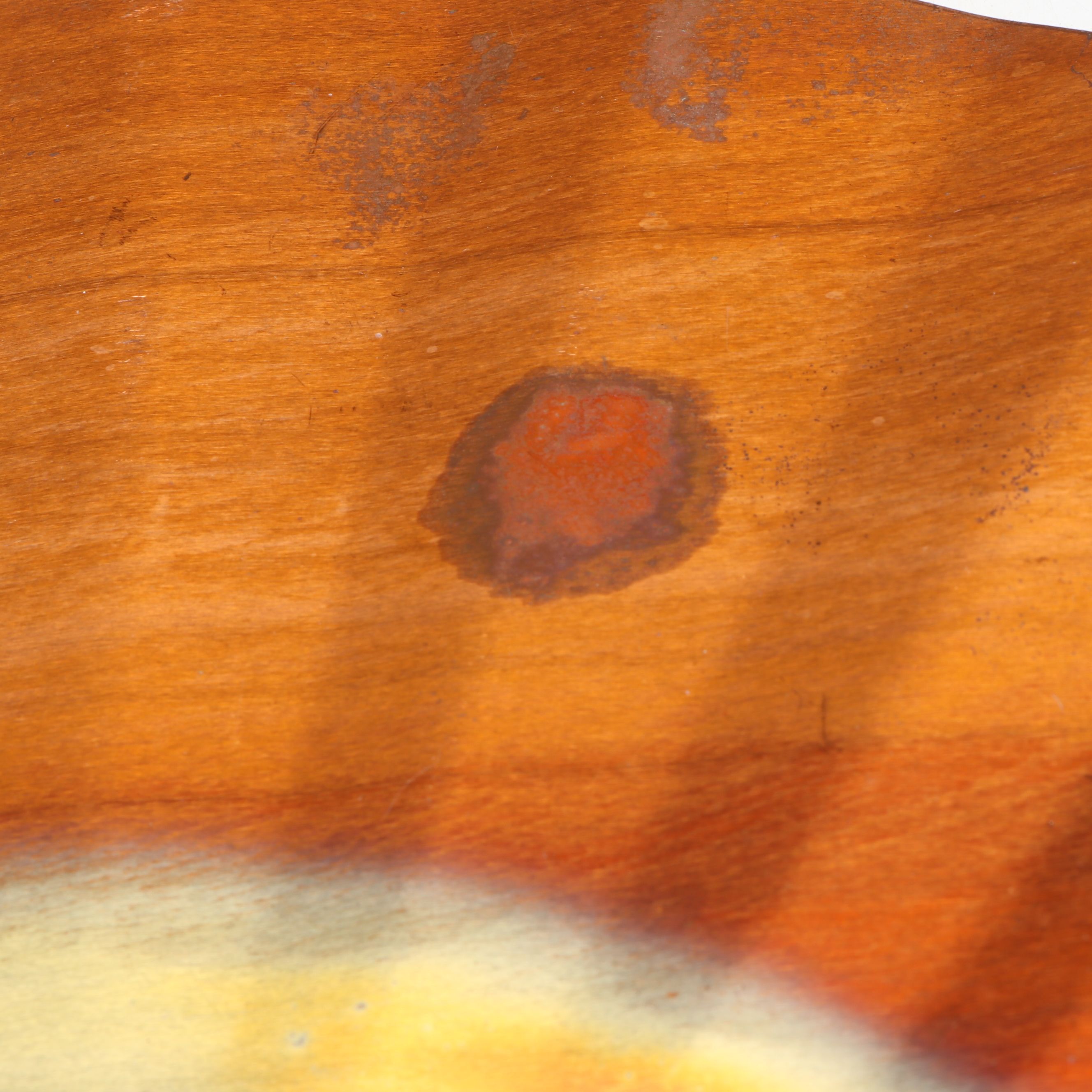 Mid Century Modern Wood and Metal Candle Sconces with Copper Hand Fan Wall Décor