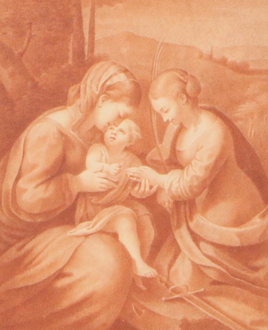 Conté Crayon Drawing of The Marriage of St. Catherine, 19th Century