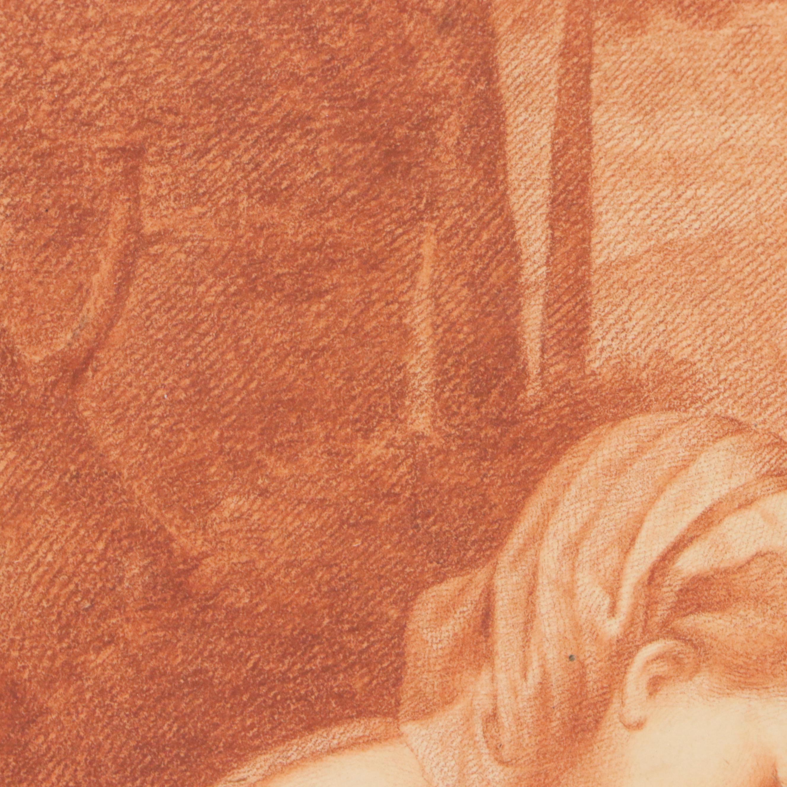 Conté Crayon Drawing of The Marriage of St. Catherine, 19th Century