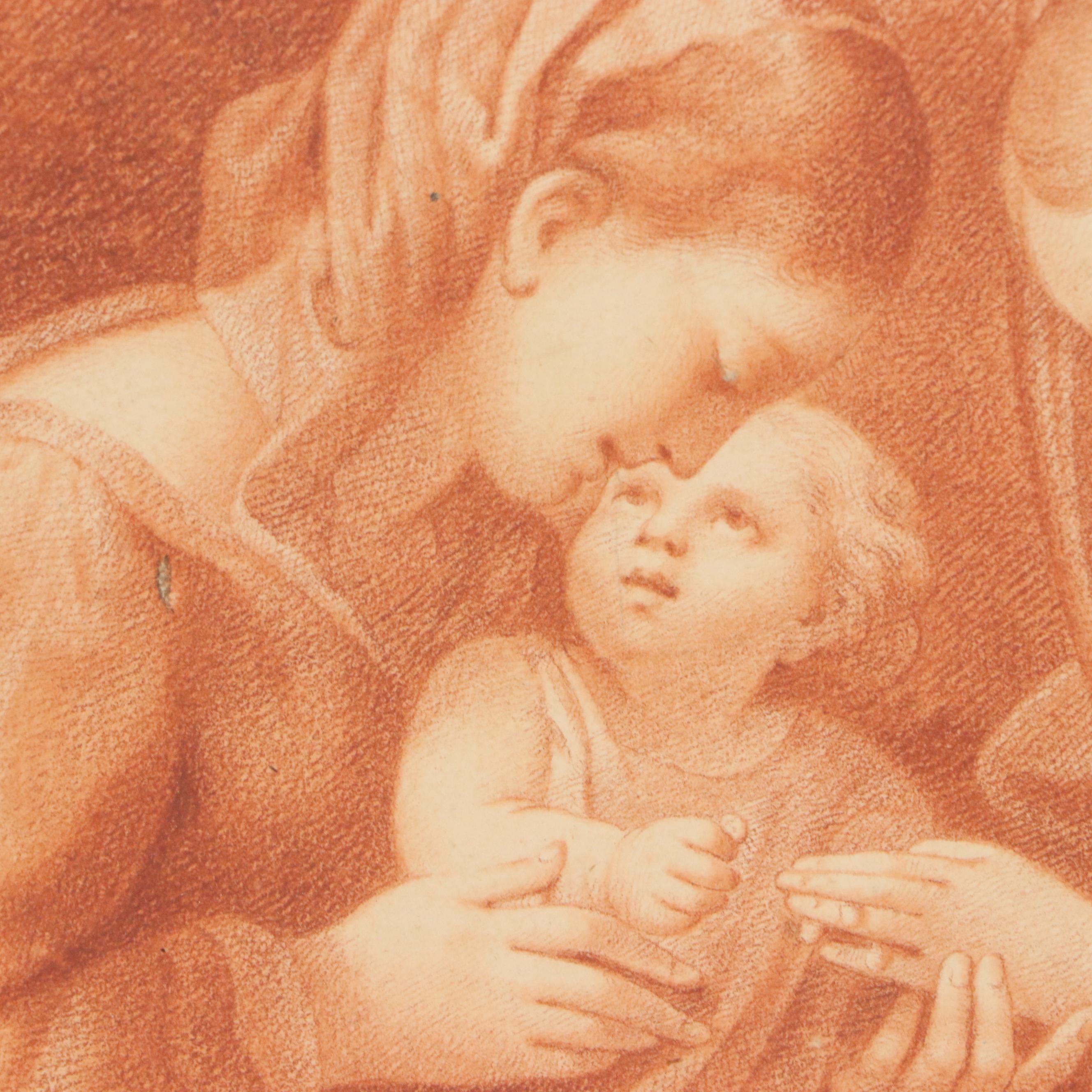 Conté Crayon Drawing of The Marriage of St. Catherine, 19th Century