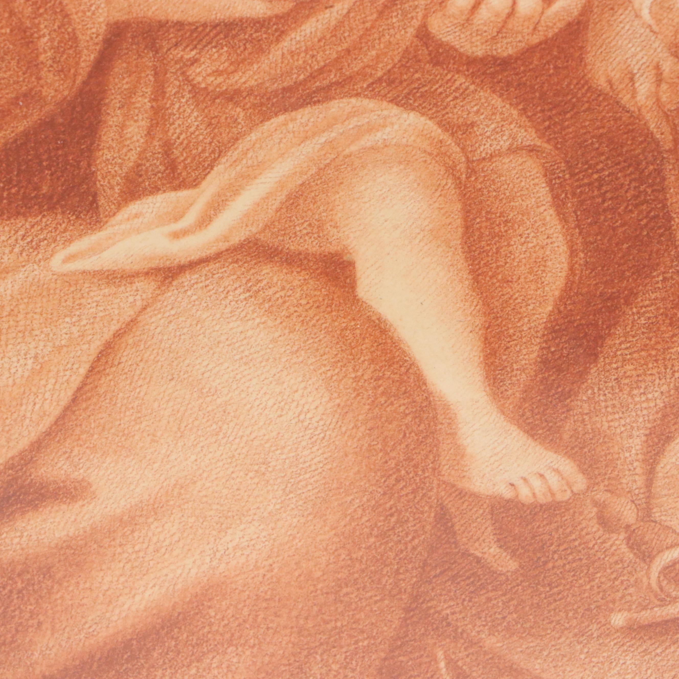 Conté Crayon Drawing of The Marriage of St. Catherine, 19th Century