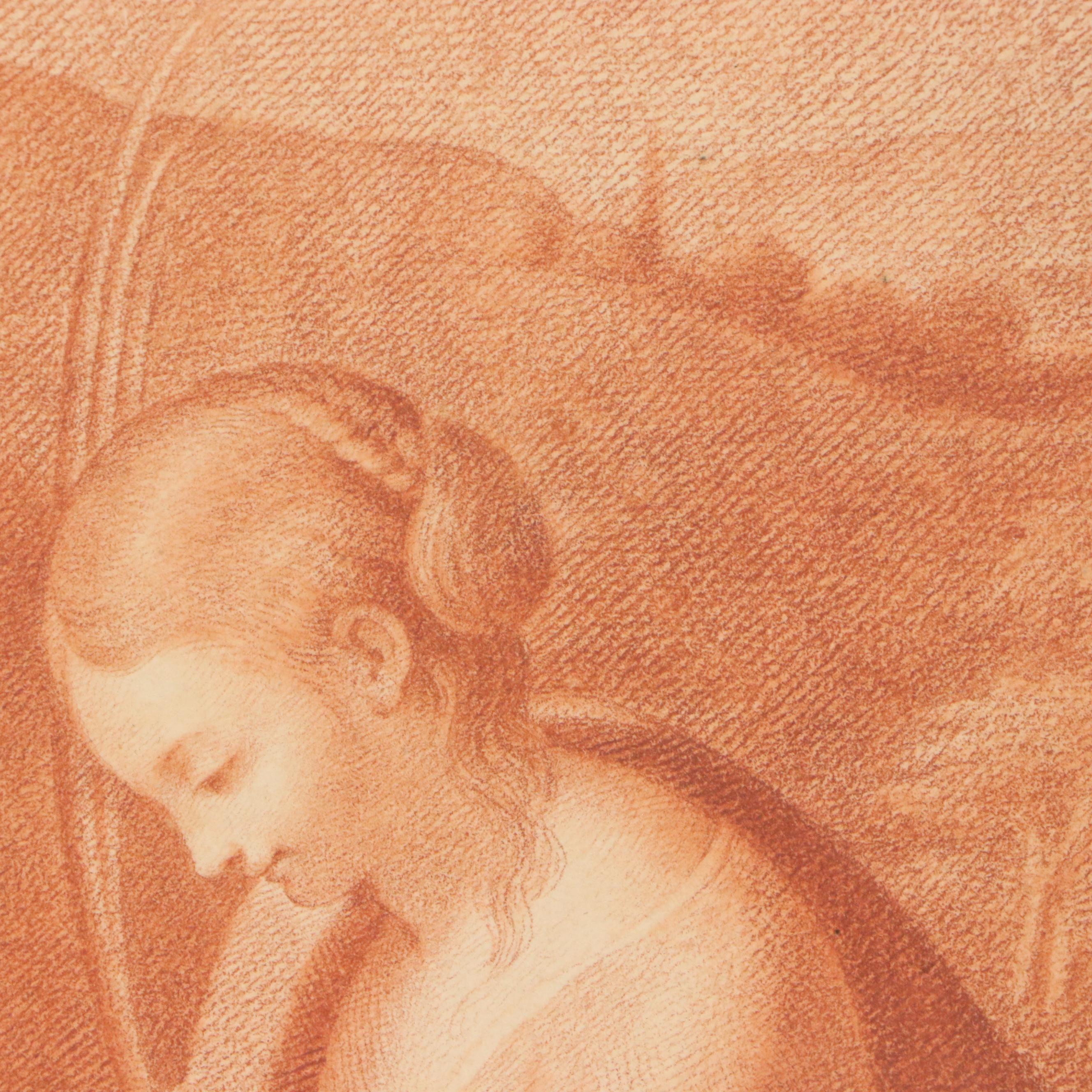 Conté Crayon Drawing of The Marriage of St. Catherine, 19th Century