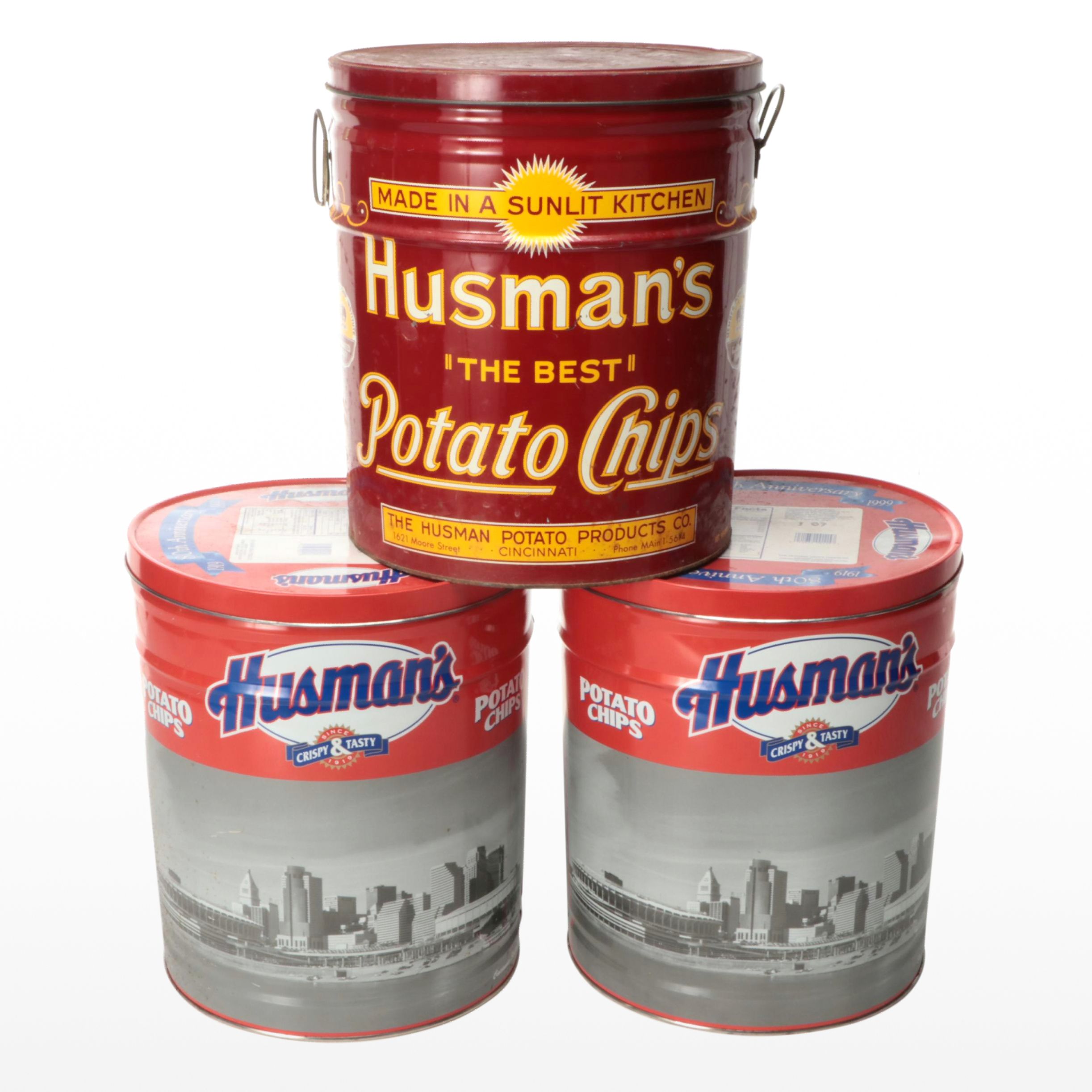 Husman's Potato Chip Metal Tins