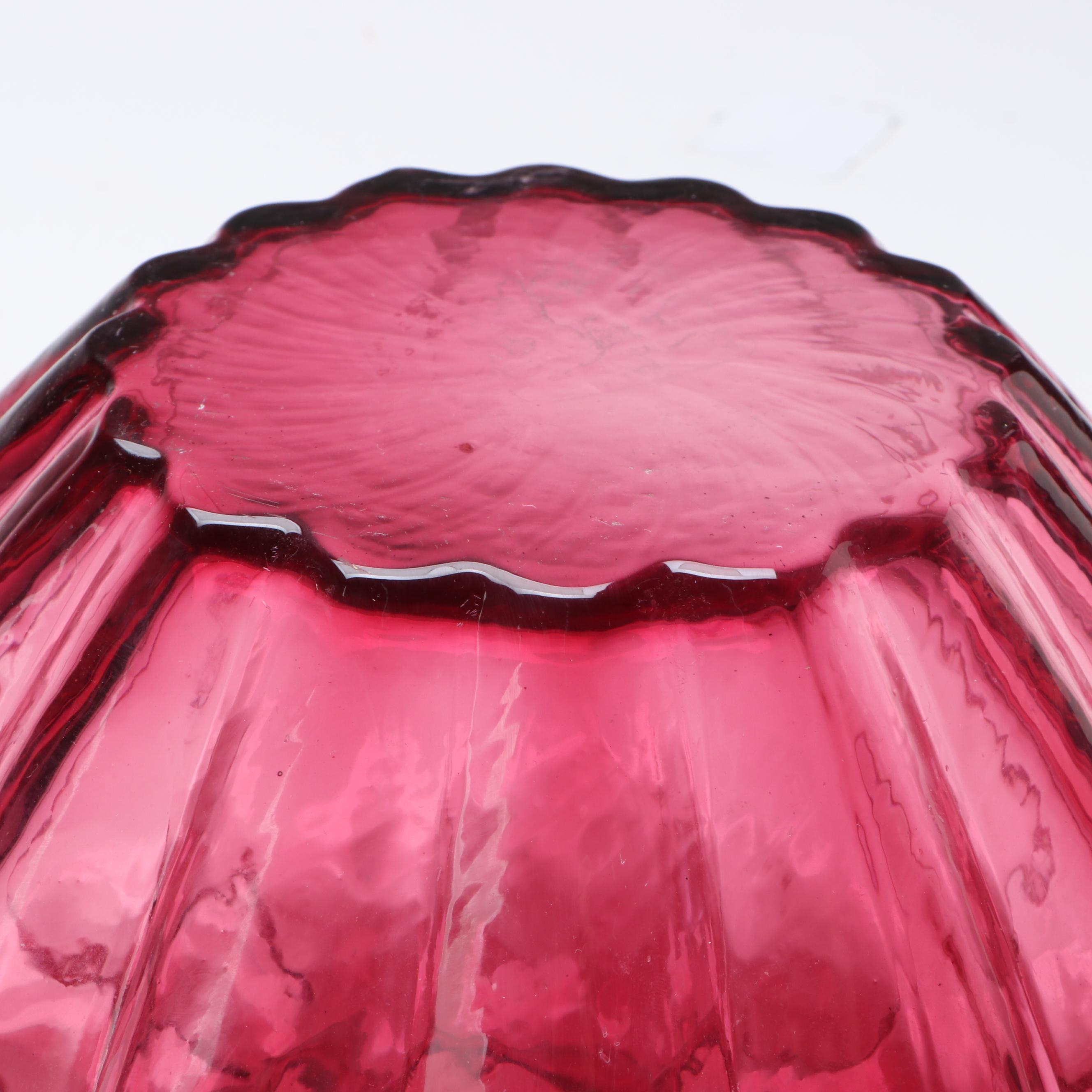 Pilgrim "Canterbury" and "Camille" Cranberry Glass Vases with Lidded Vessel