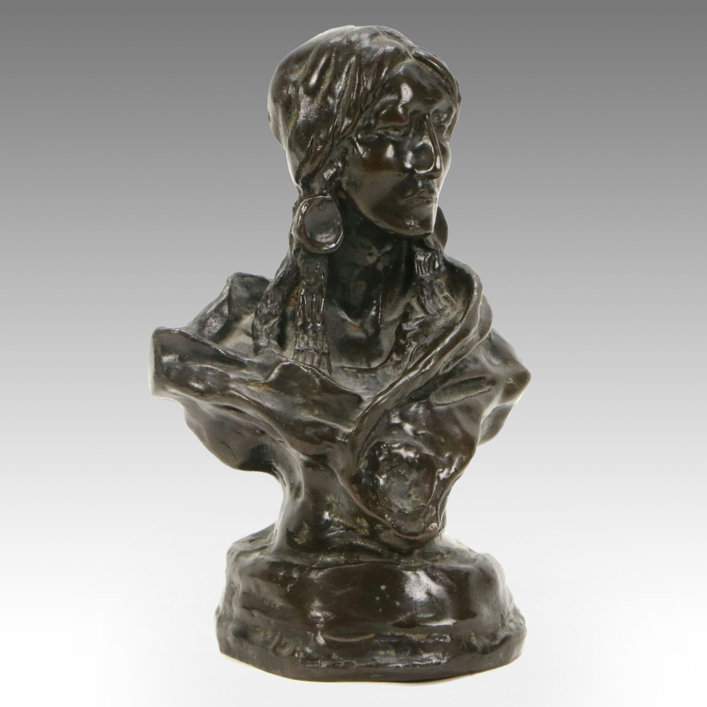 After Charles Marion Russell Bronze Bust "Piegan Woman"