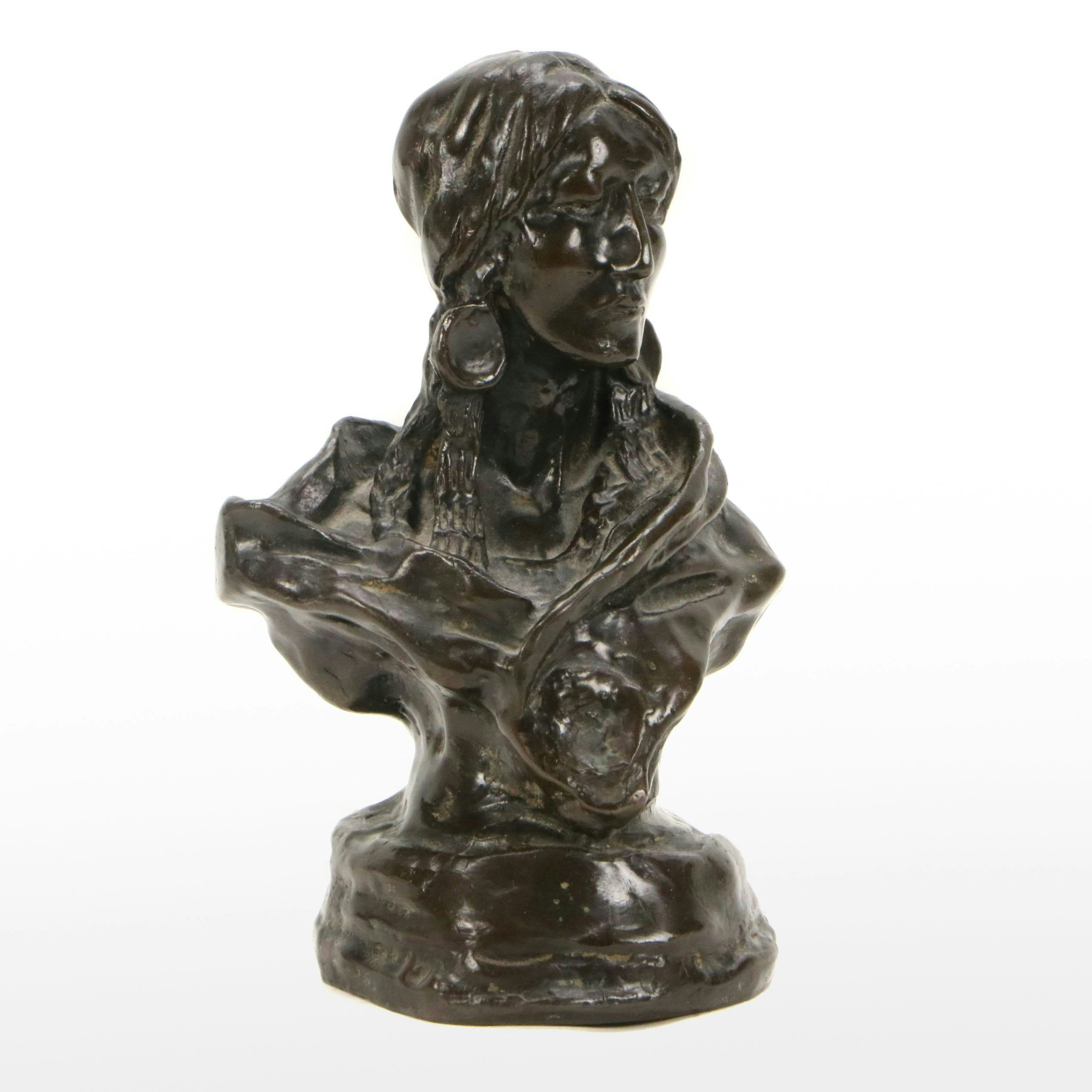 After Charles Marion Russell Bronze Bust "Piegan Woman"