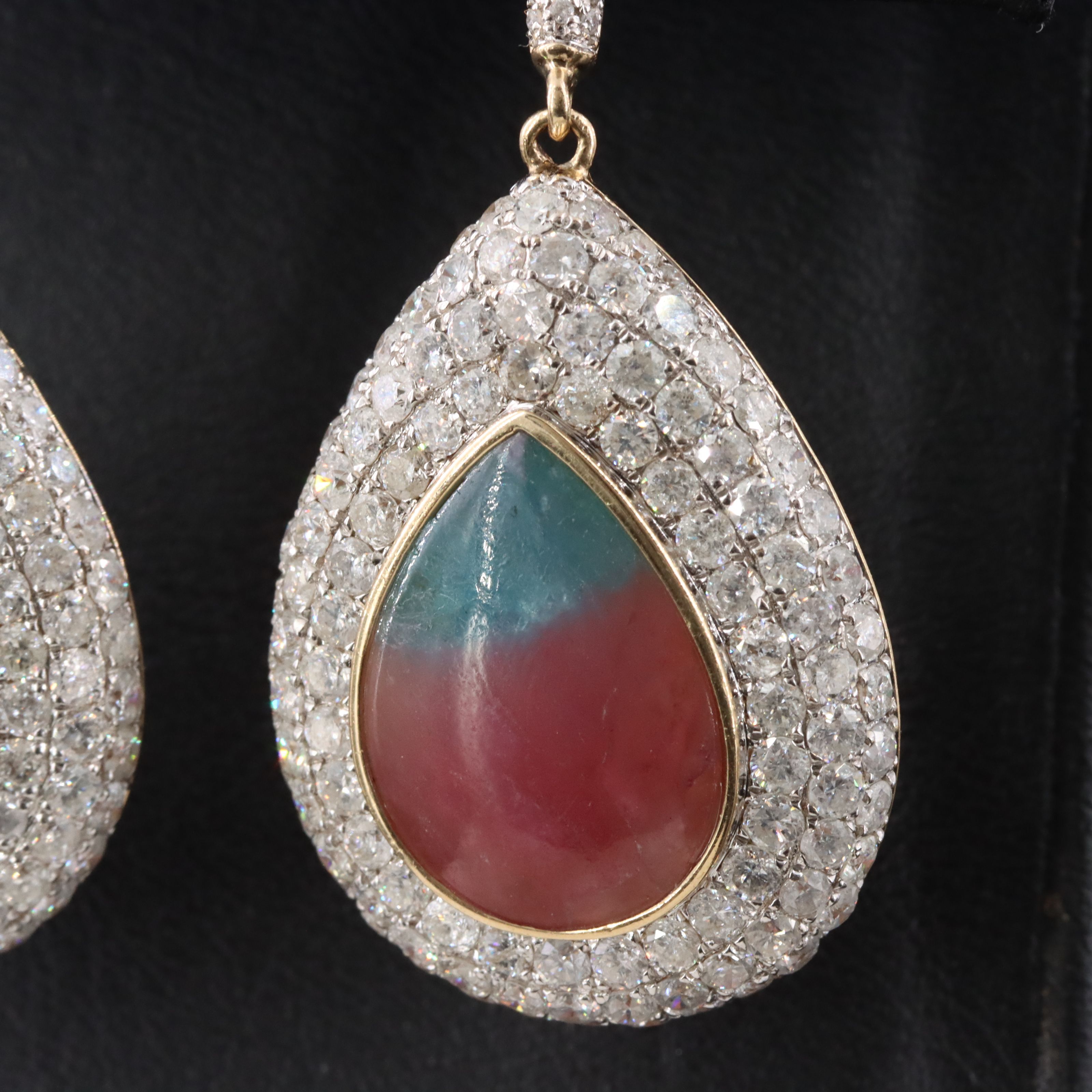 14K Brazillian Paraìba Tourmaline & Mica and Diamond Earrings with GIA Report