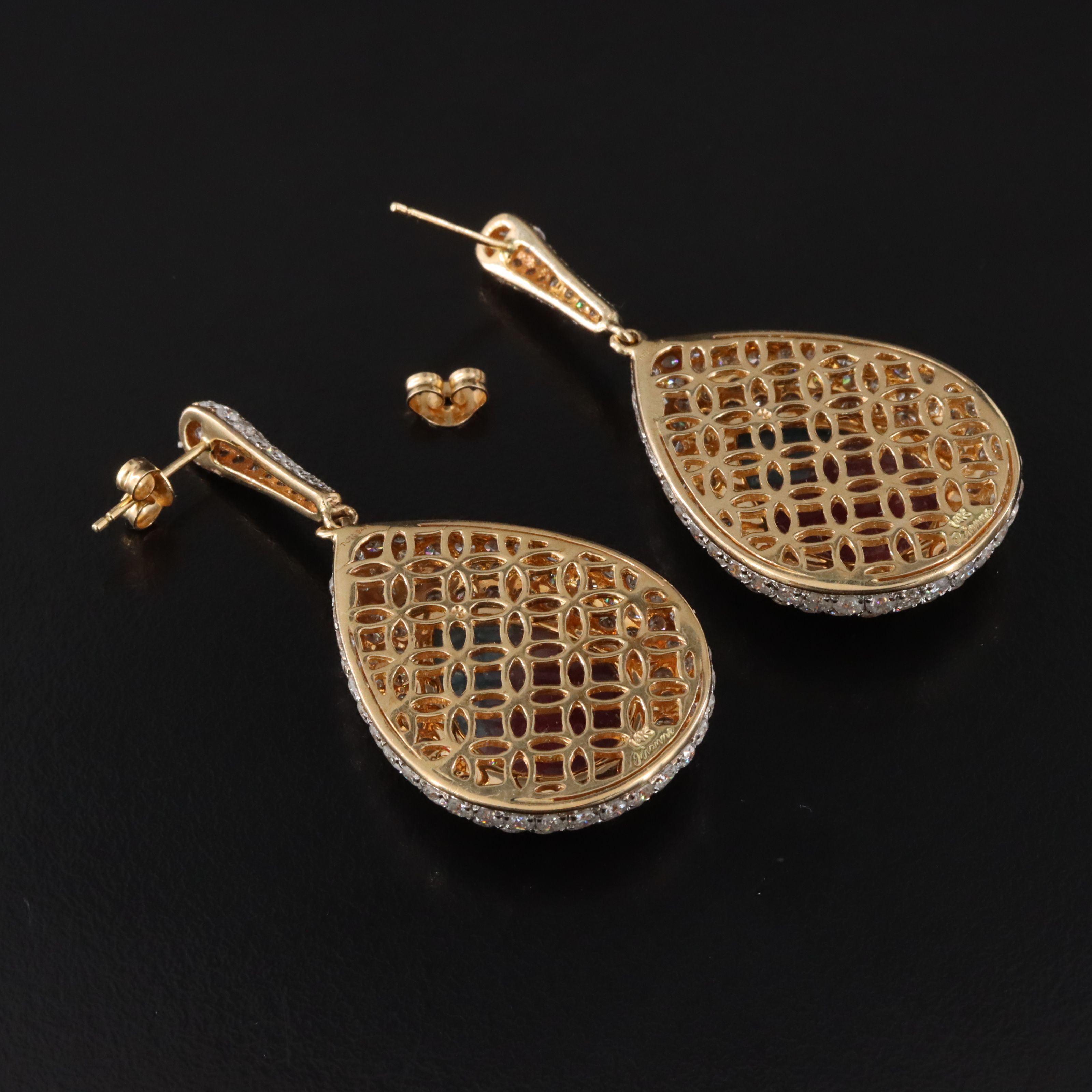 14K Brazillian Paraìba Tourmaline & Mica and Diamond Earrings with GIA Report